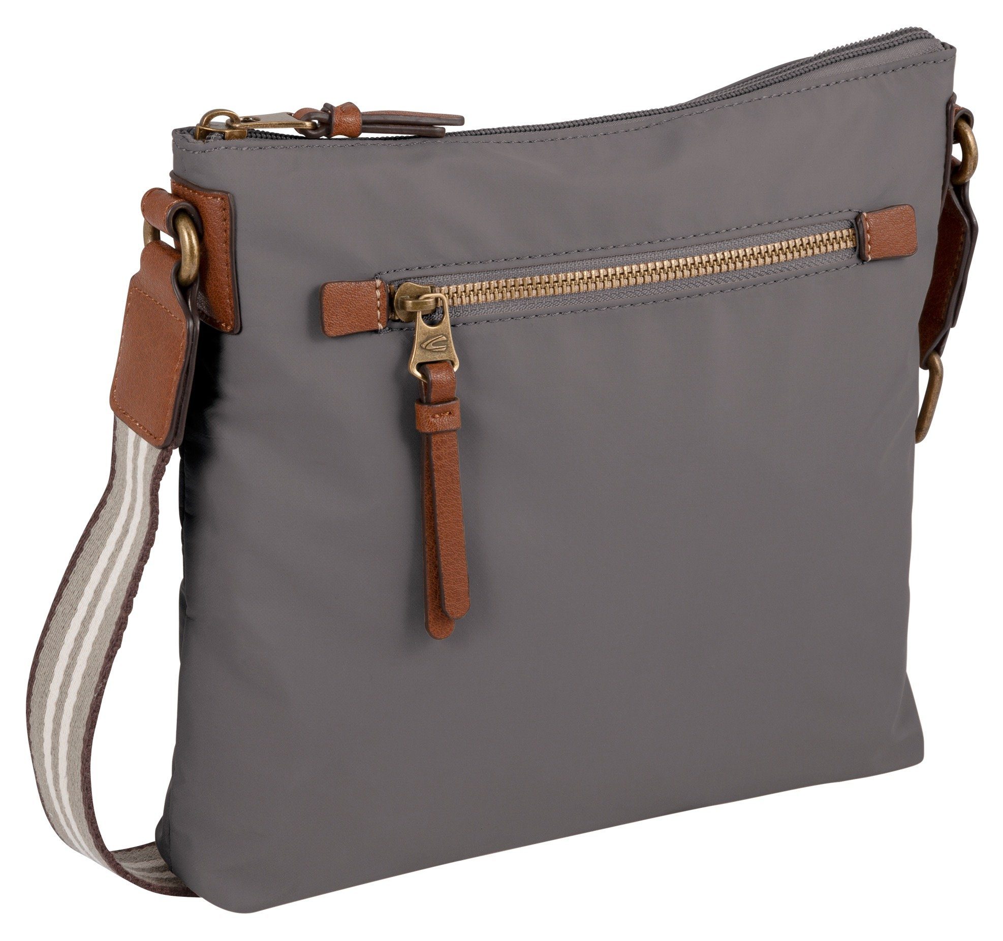 camel active Umhängetasche Bari, aus hochwertigem matten Nylon mit gestreiftem Gewebeband