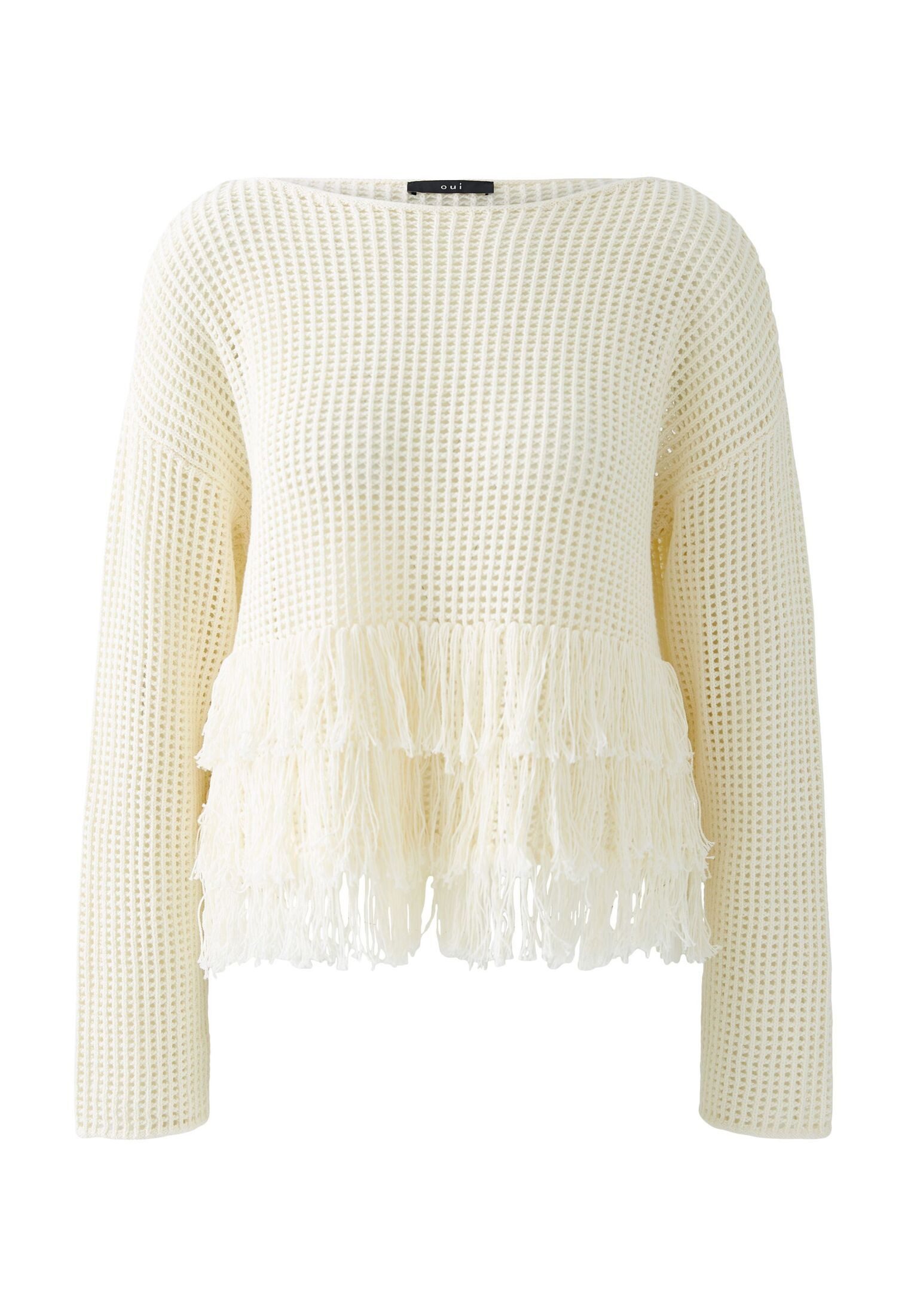 Oui Rundhalspullover Pullover Baumwollmischung günstig online kaufen