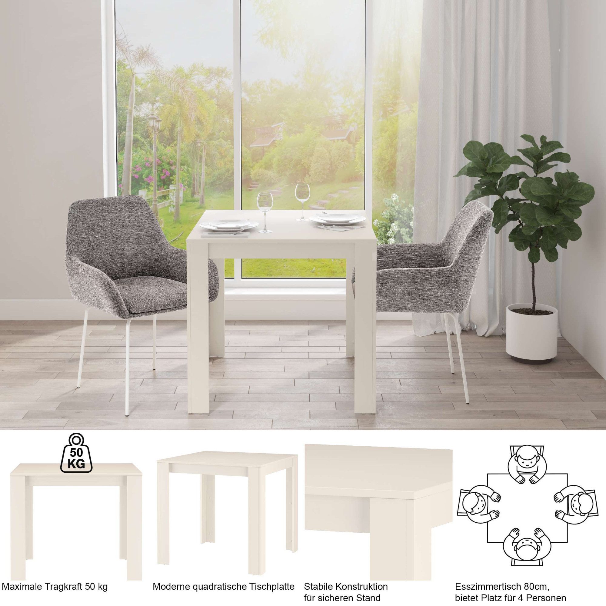 OTTO home Esstisch Meigh (OTTO-Choices), Breite 80 cm, in verschiedenen Farbvarianten erhältlich – Bild 3 von 5