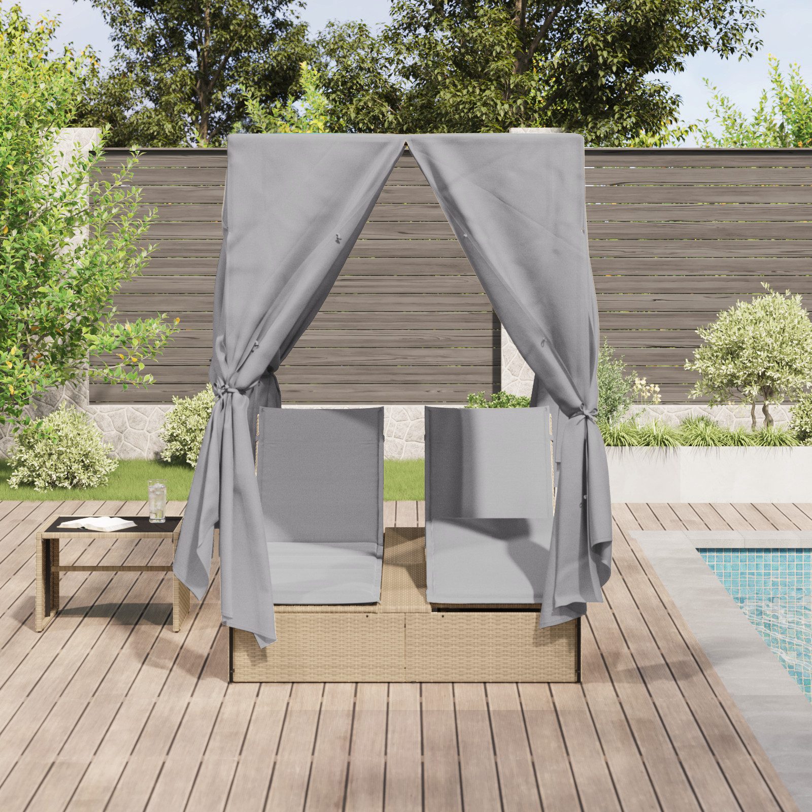 vidaXL Gartenliege Doppel Sonnenliege Set von günstig online kaufen