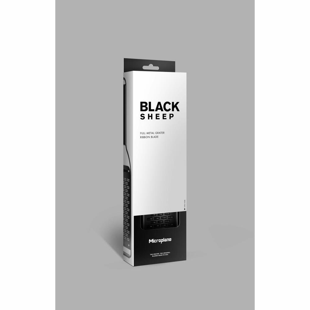 Microplane Küchenreibe 2-Wege-Schneide Black Sheep, Edelstahl, PVD-Beschichtung, Gummi, photogeätzte Klinge