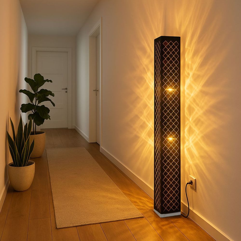GLOBO LIGHTING LED Stehlampe, Leuchtmittel inklusive, Warmweiß, Design Steh Lampe schwarz Wohn Zimmer Decken Fluter Stand Leuchte im