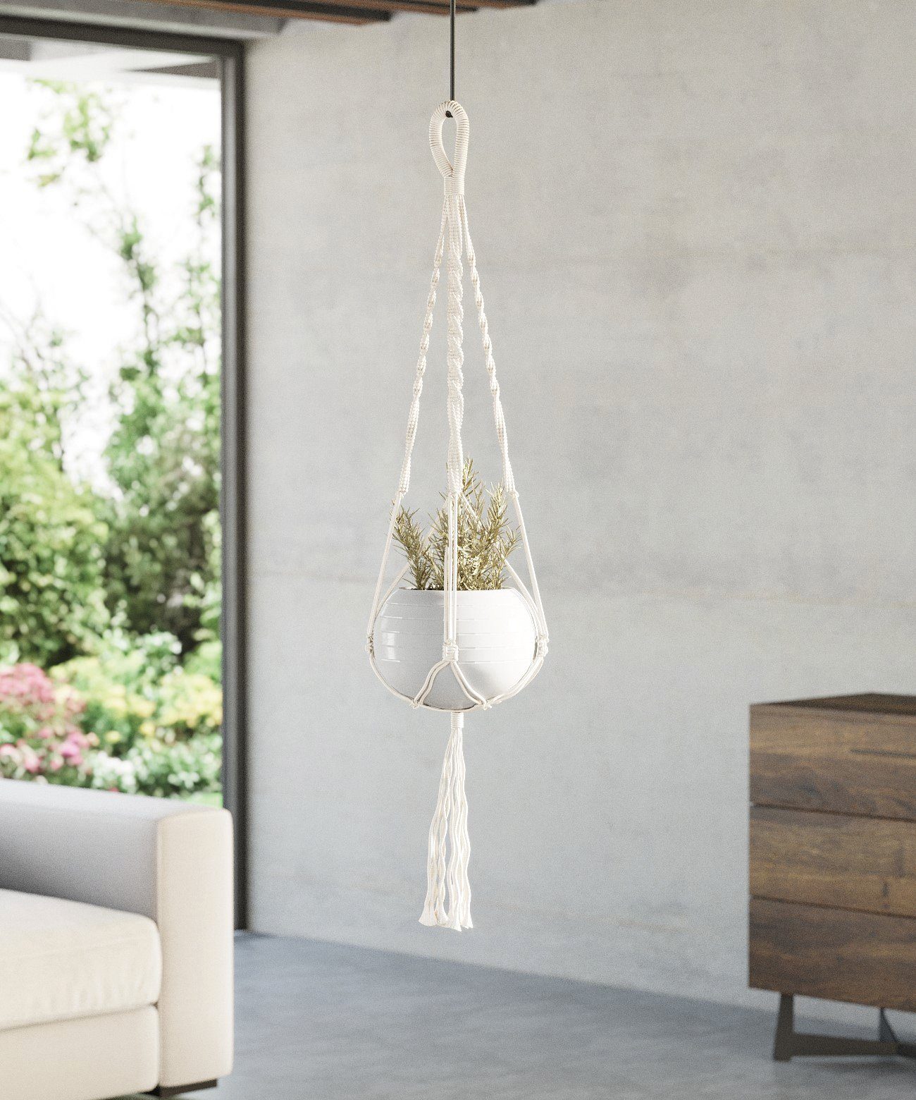 tegawo Blumenampel Makramee 100% Baumwolle, handgefertigt