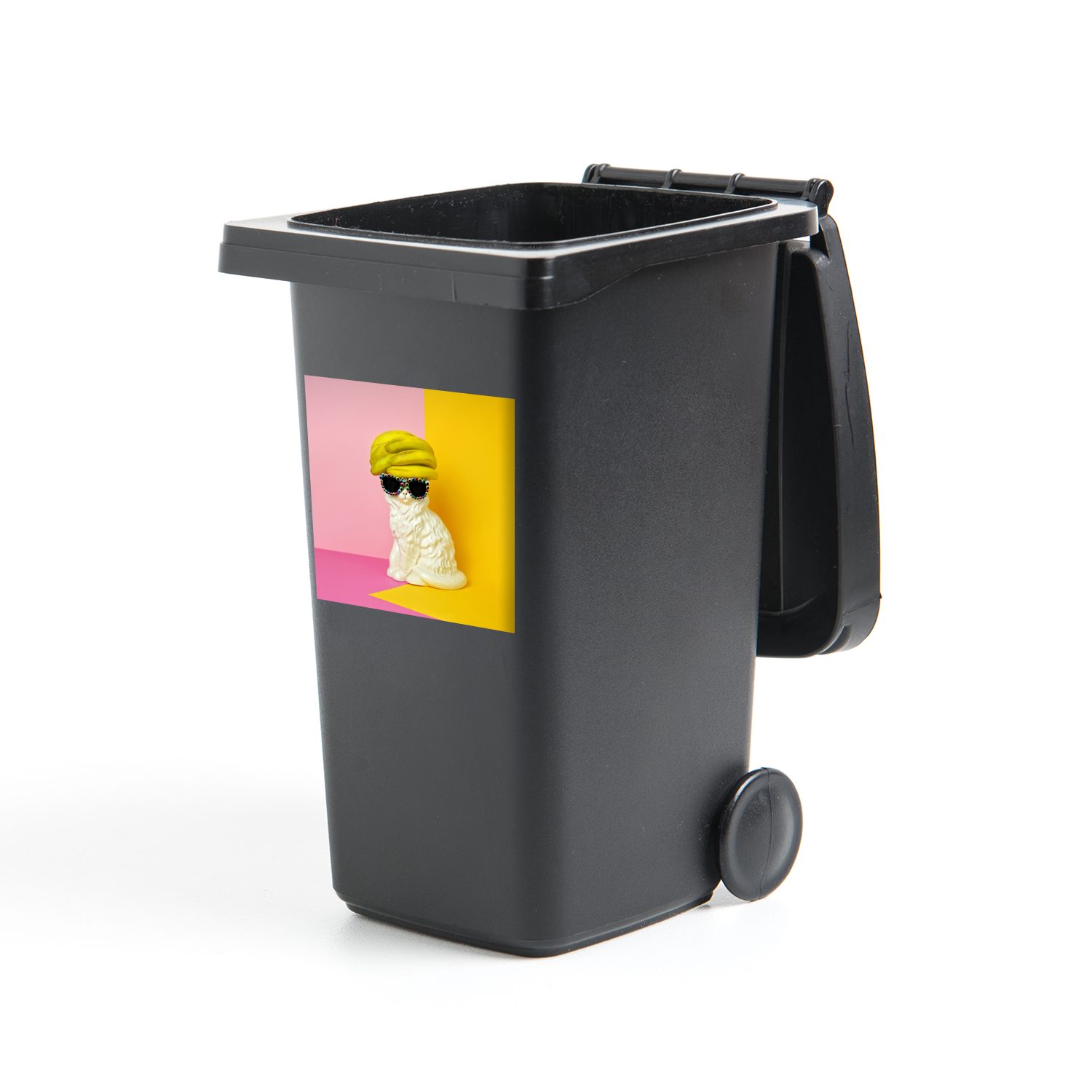 Abfalbehälter Katze - (1 Rosa Sticker, Bananen - Gelb MuchoWow St), Mülleimer-aufkleber, Container, Wandsticker Mülltonne, -