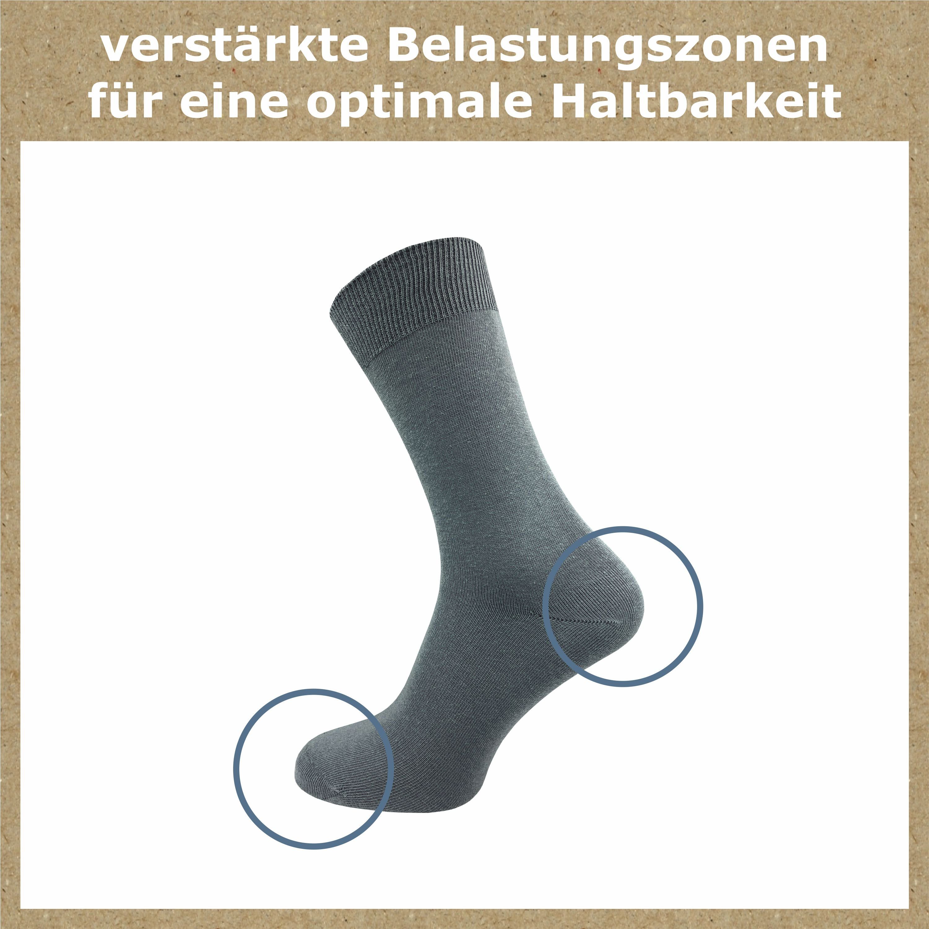 GAWILO Socken für Damen (10 und mit 100% Baumwolle, aus Herren Komfortbund Paar) venenfreundlichem Freizeit und Business dunkelgrau