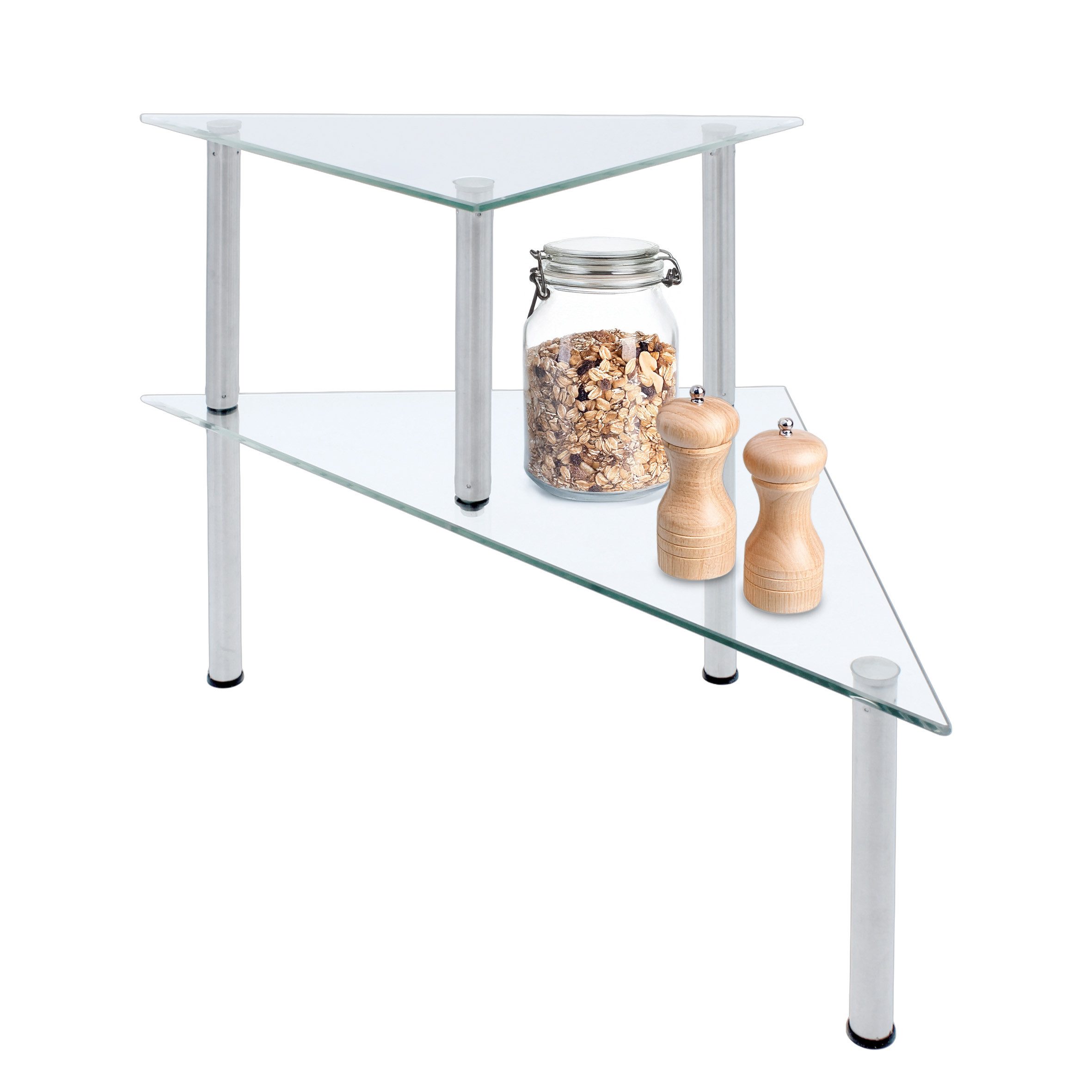 Spetebo Küchenregal Zweistufiges Glas Eckregal - 49 x 35 cm, Anzahl 1-tlg., günstig online kaufen