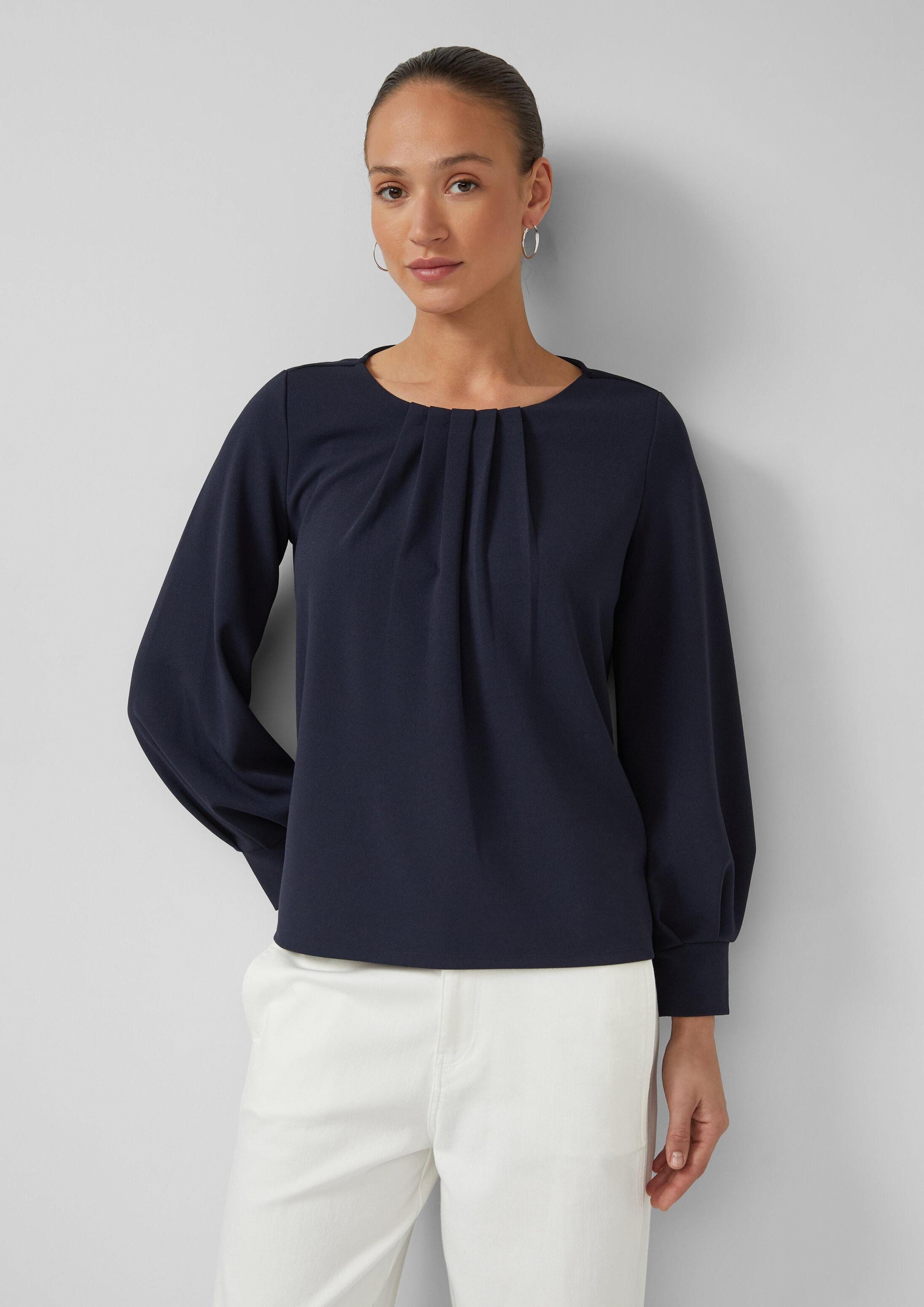 s.Oliver Langarmbluse T-Shirt Bluse aus Jersey-Crêpe mit Faltendetails