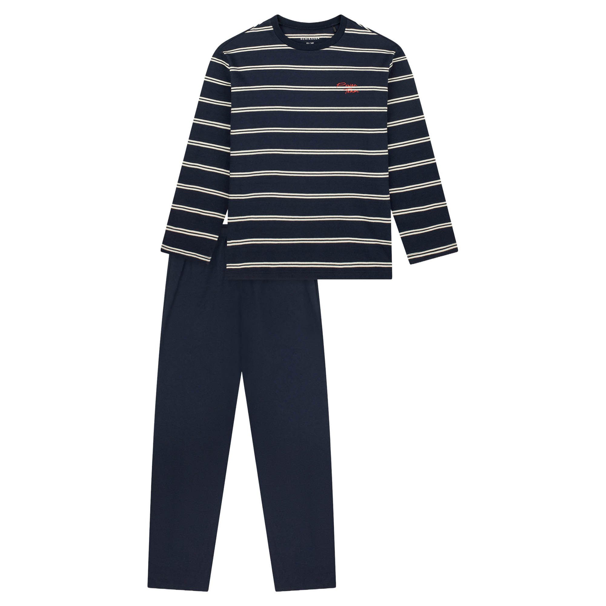 Schiesser Pyjama Jungen Pyjama Baumwolle Nightwear Jungs Streifen (2 tlg)