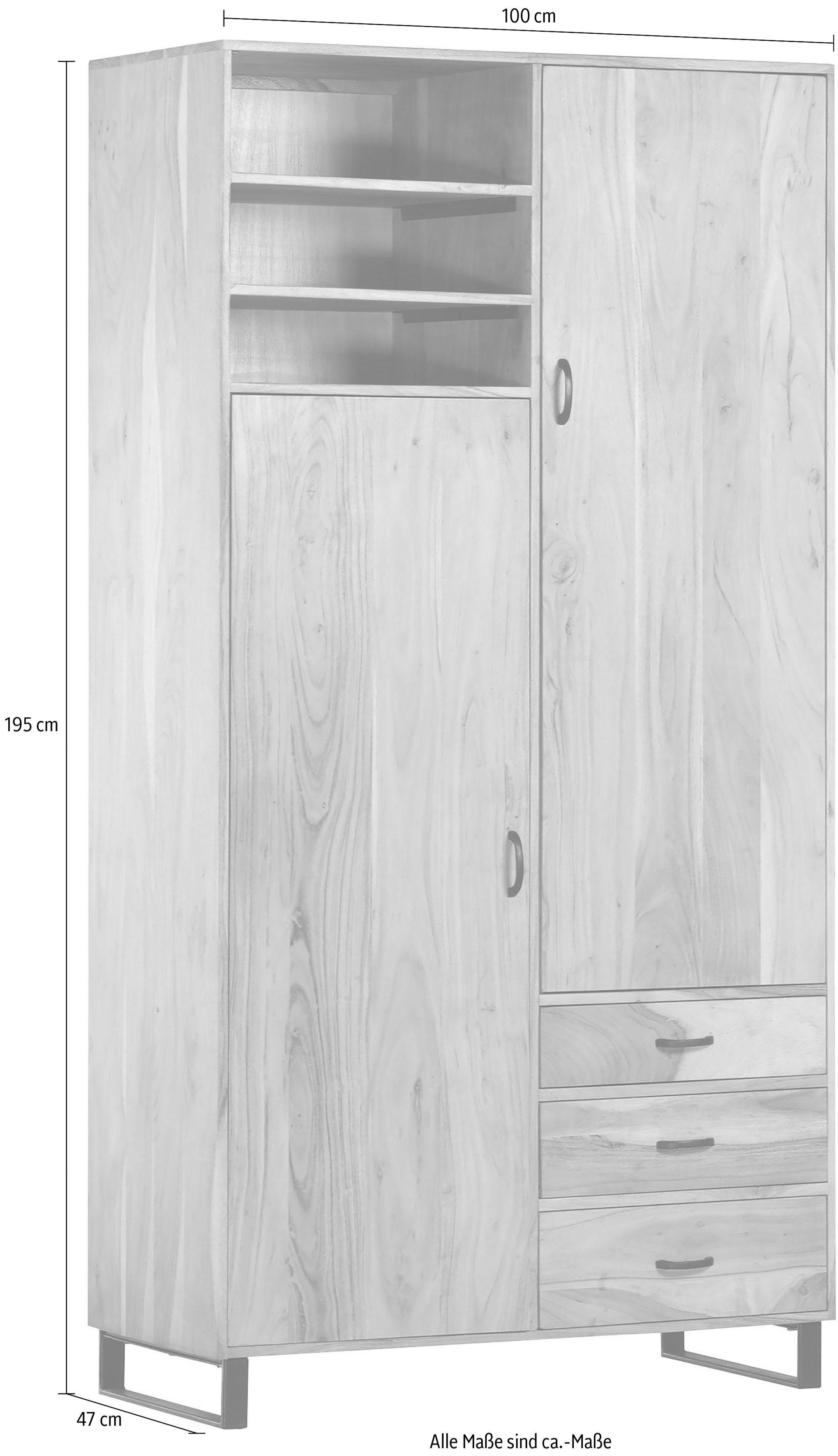 Gutmann Factory Stauraumschrank »Georgia« aus massivem Akazienholz, Höhe 195 cm-Otto