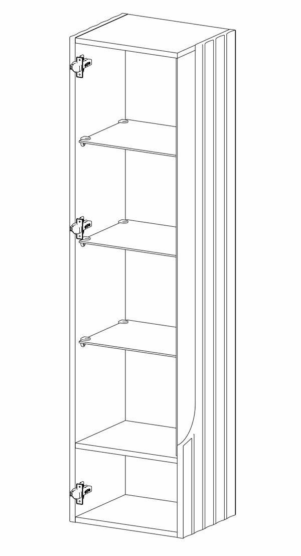 MDF Feldmann-Wohnen 39x33x150cm 1-türig graphit Vitrine (Lorenzo, Hängevitrine) Lorenzo