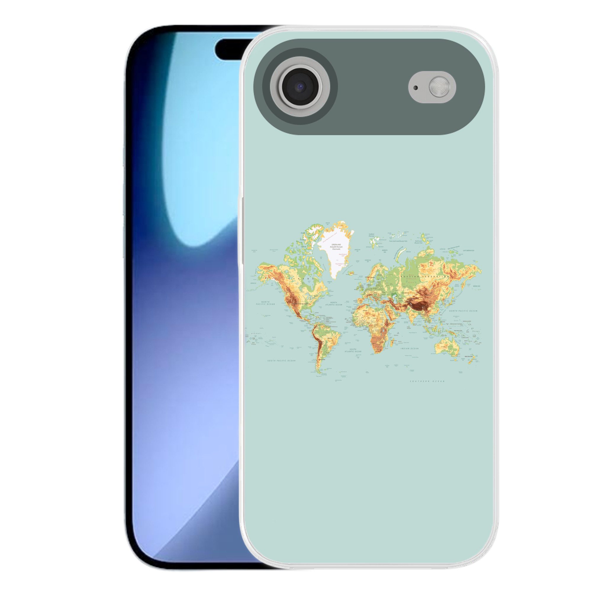 MuchoWow Handyhülle für Apple iPhone Air Weltkarte - Realistisch - Blau, Smartphone-Bumper, Print, Handy Schutzhülle Dünn