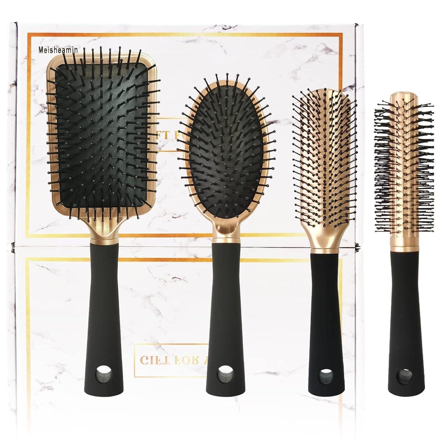 LuxusKollektion Haarbürsten-Set 4-teiliges Professionelles Haarbürsten-Set Gold Flexibel für Männer