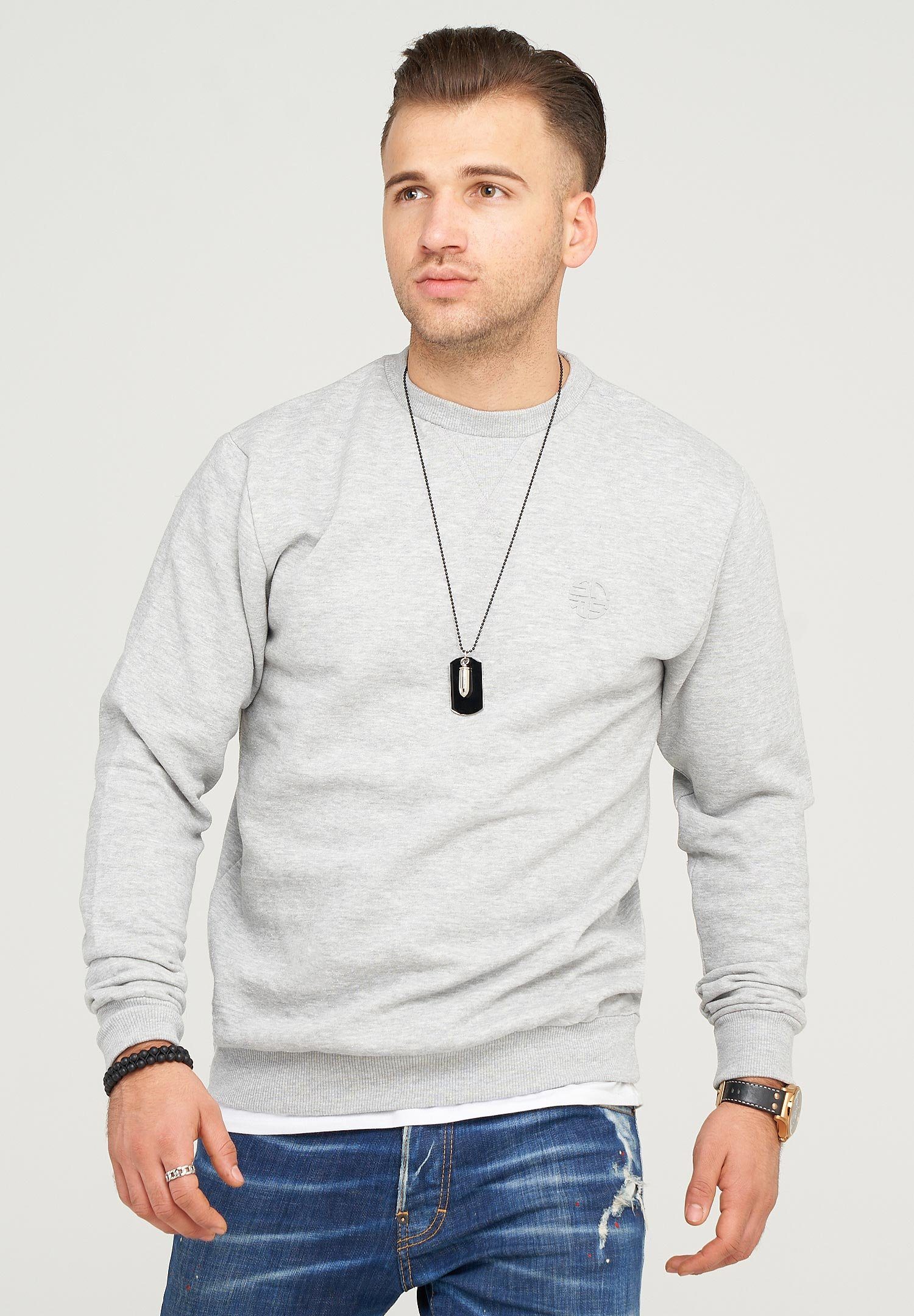 SOULSTAR Sweatshirt PORT LOUIS mit schickem Logoprint grau, meliert