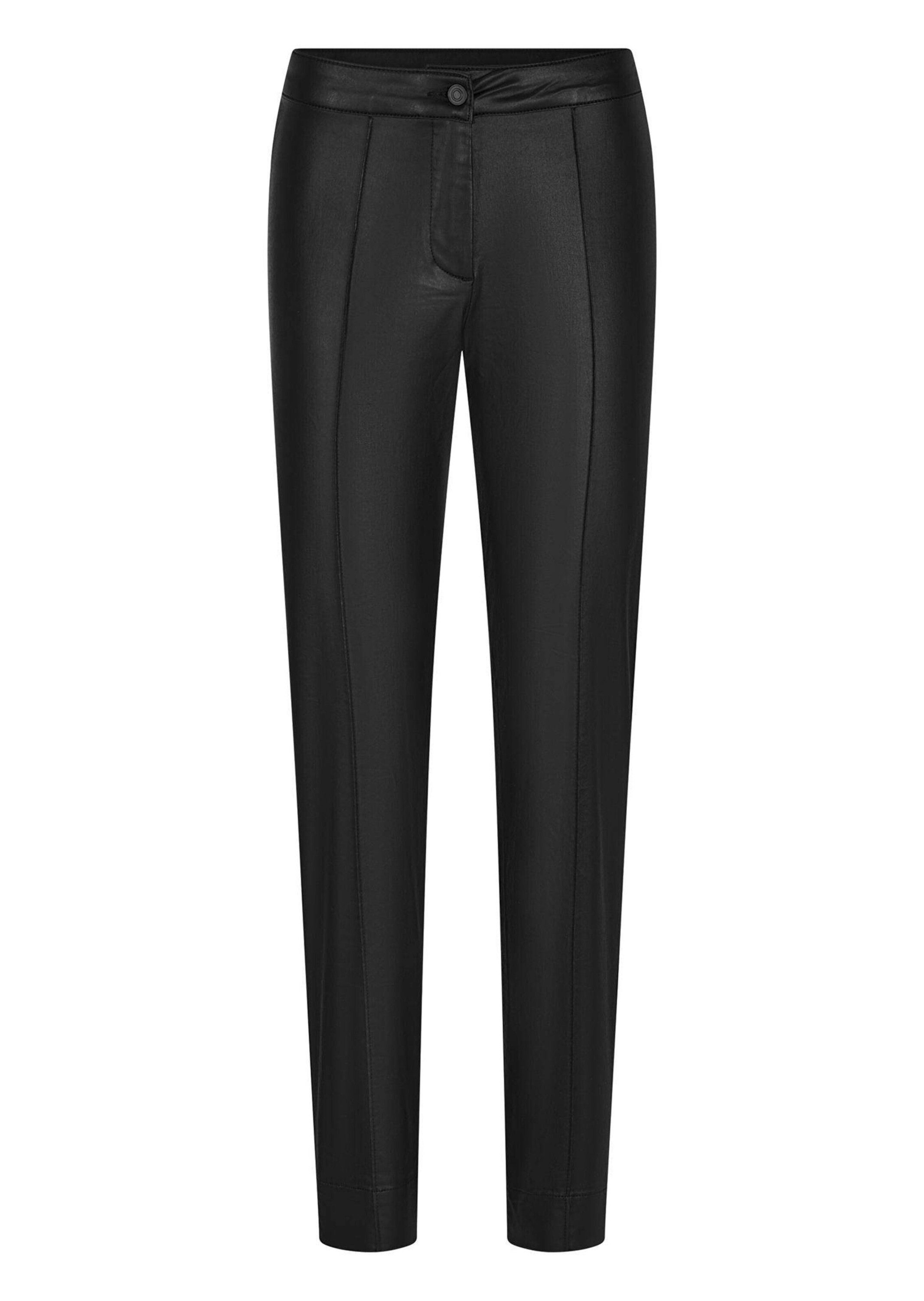 Stoffhose Kurzgröße: Slim Fit Leder-Hose Bella, hoher Bund