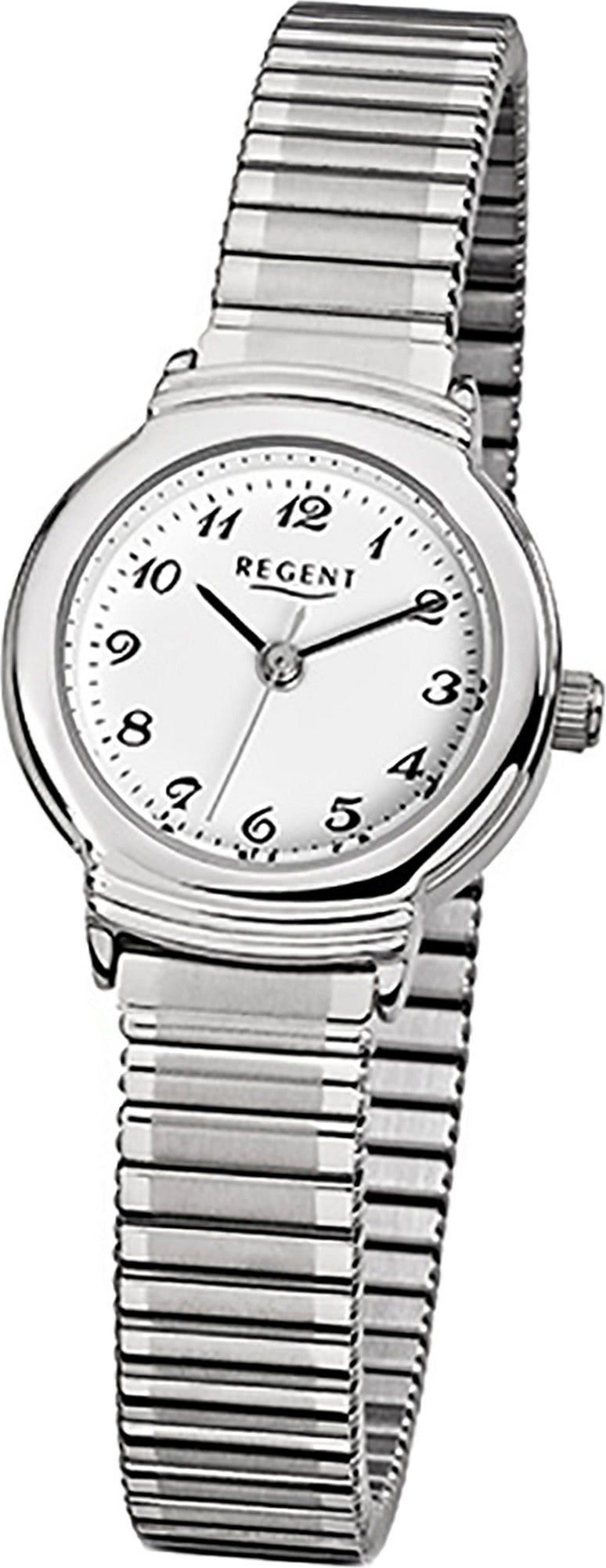 Regent Quarzuhr Regent Damen-Armbanduhr silber Analog F-264, Damen  Armbanduhr rund, klein (ca. 24mm), Edelstahlarmband