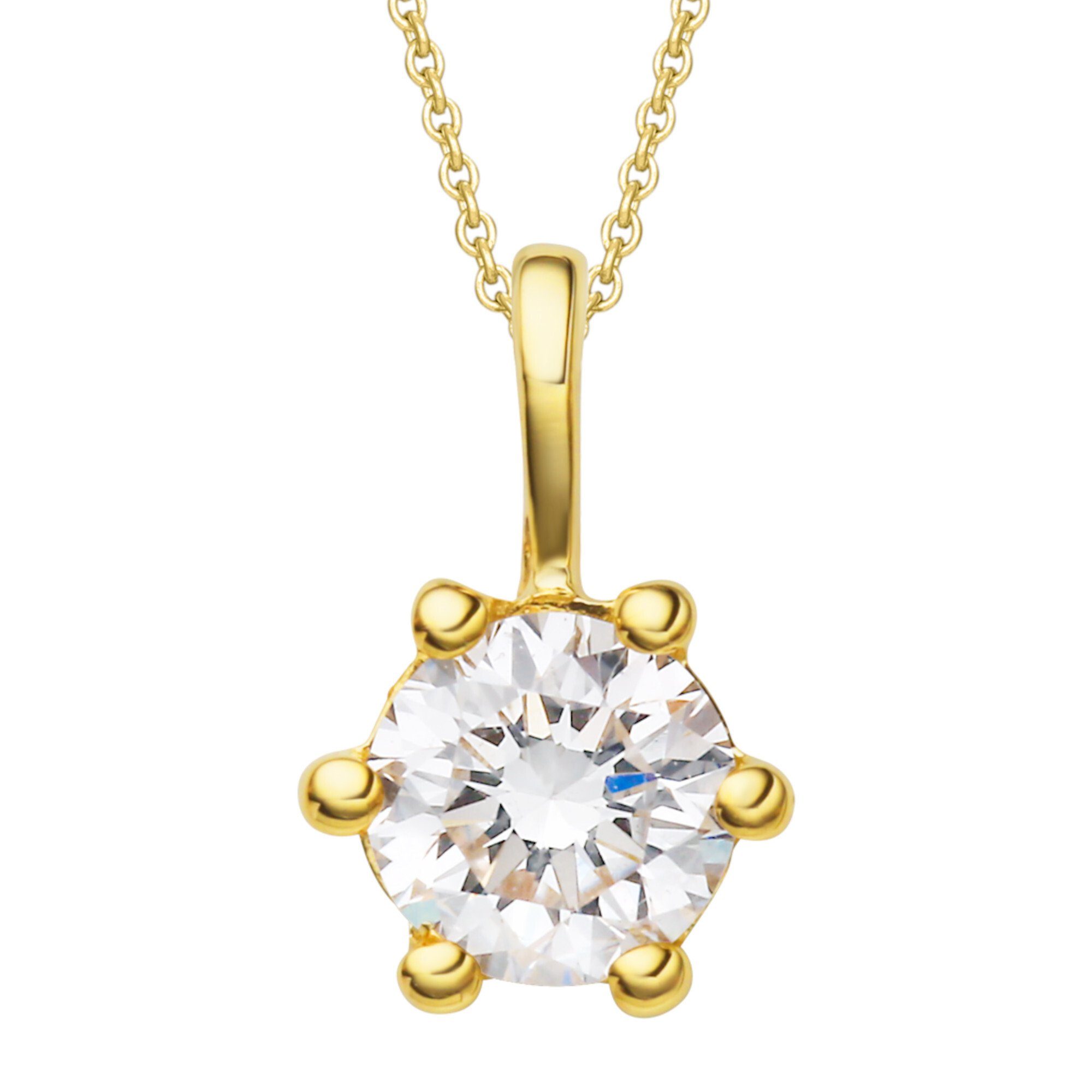 aus Damen Gelbgold, ELEMENT Brillant Kette verstellbarer Diamant mit Set 750 Halskette 0.2 Anhänger mit ct ONE - Anhänger Schmuckset