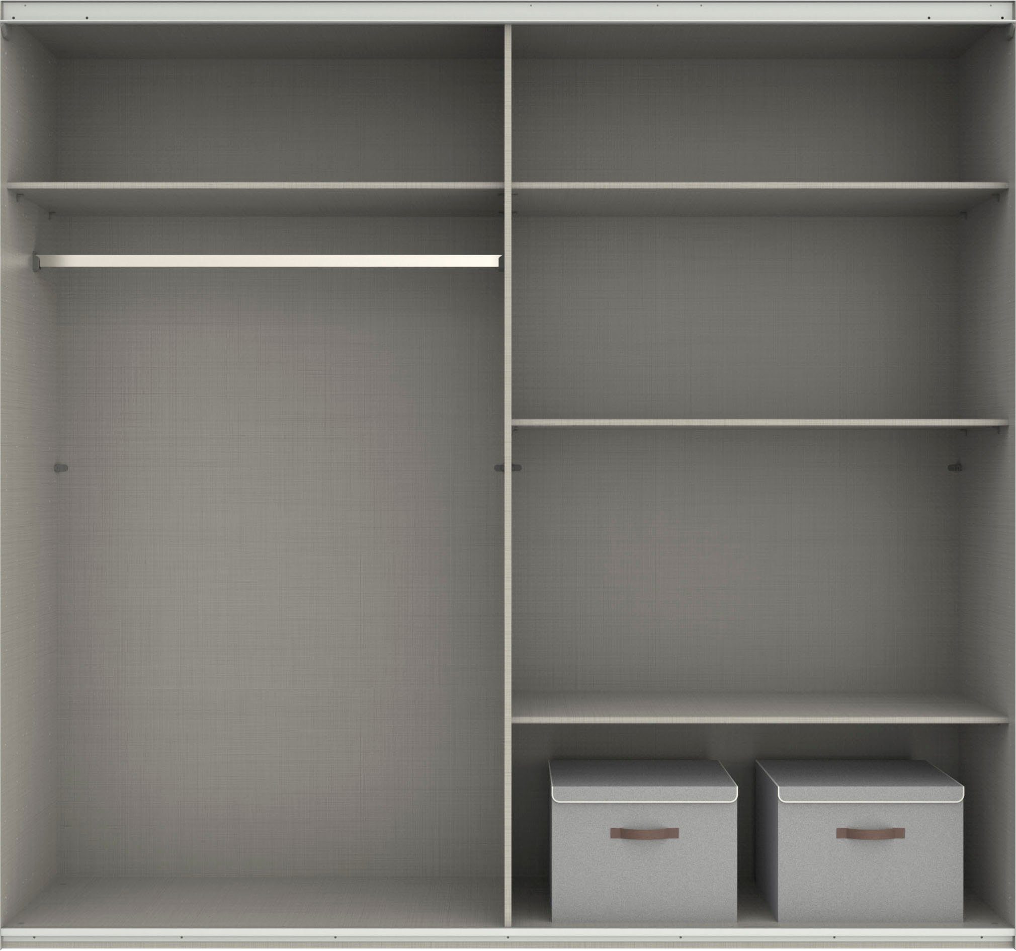 INKLUSIVE 2 zusätzliche Weiß/ und Einlegeböden Norderstedt 2 Wimex Schwebetürenschrank | Stoffboxen Spiegel Weiß