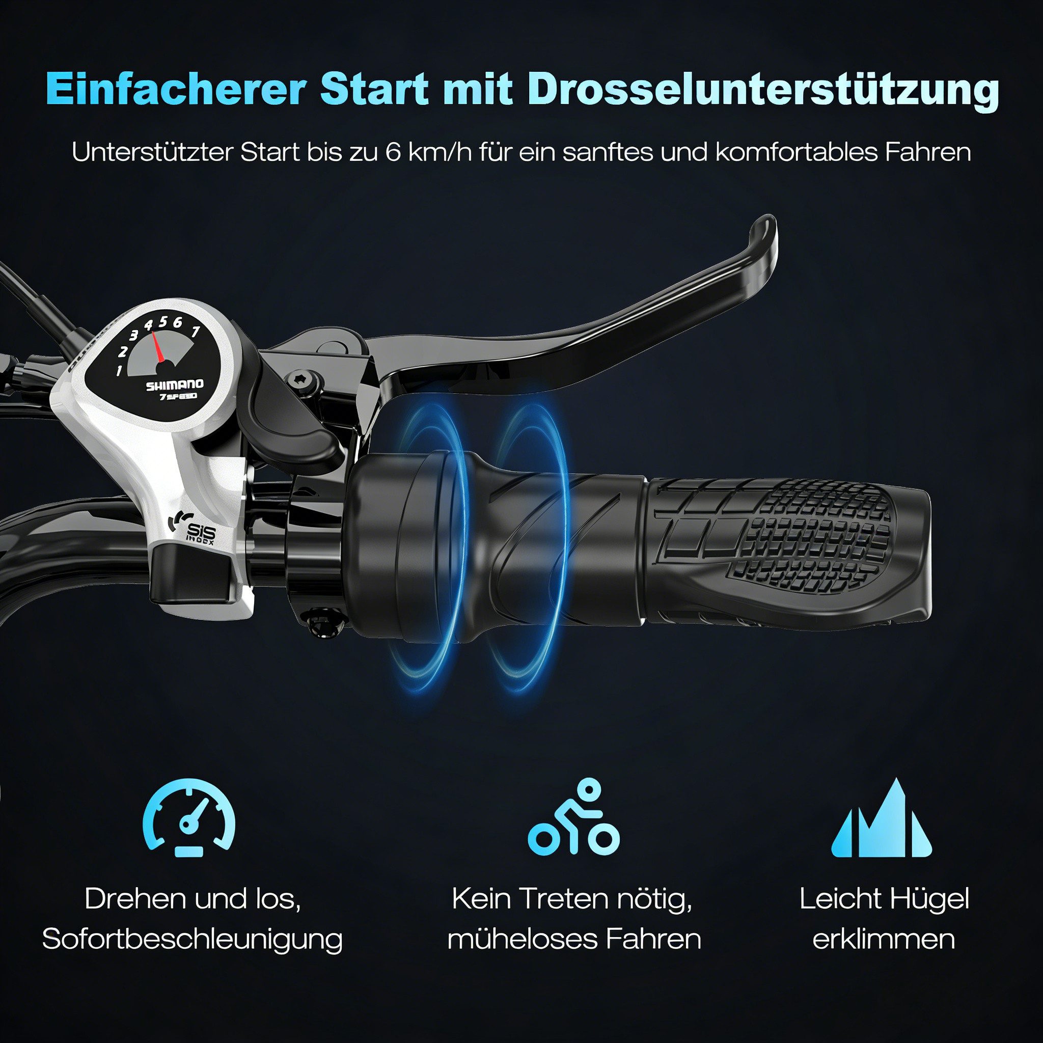 EVERCROSS TECH E-Bike 20” x 4,0 fette Reifen MTB, 48V 15,6AH Removable Battery, NFC, Heckmotor, 748,8 Wh, bis 55-100km, 7 Gang Shimano, Kettenschaltung, Heckmotor