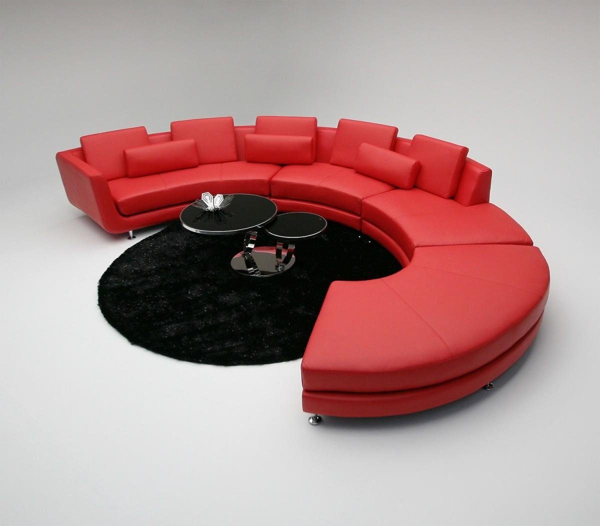 JVmoebel Sofa Rote Rund Couch Ecksofa Wohnlandschaft Rundsofa Polster Sofas Couchen, Made in Europe