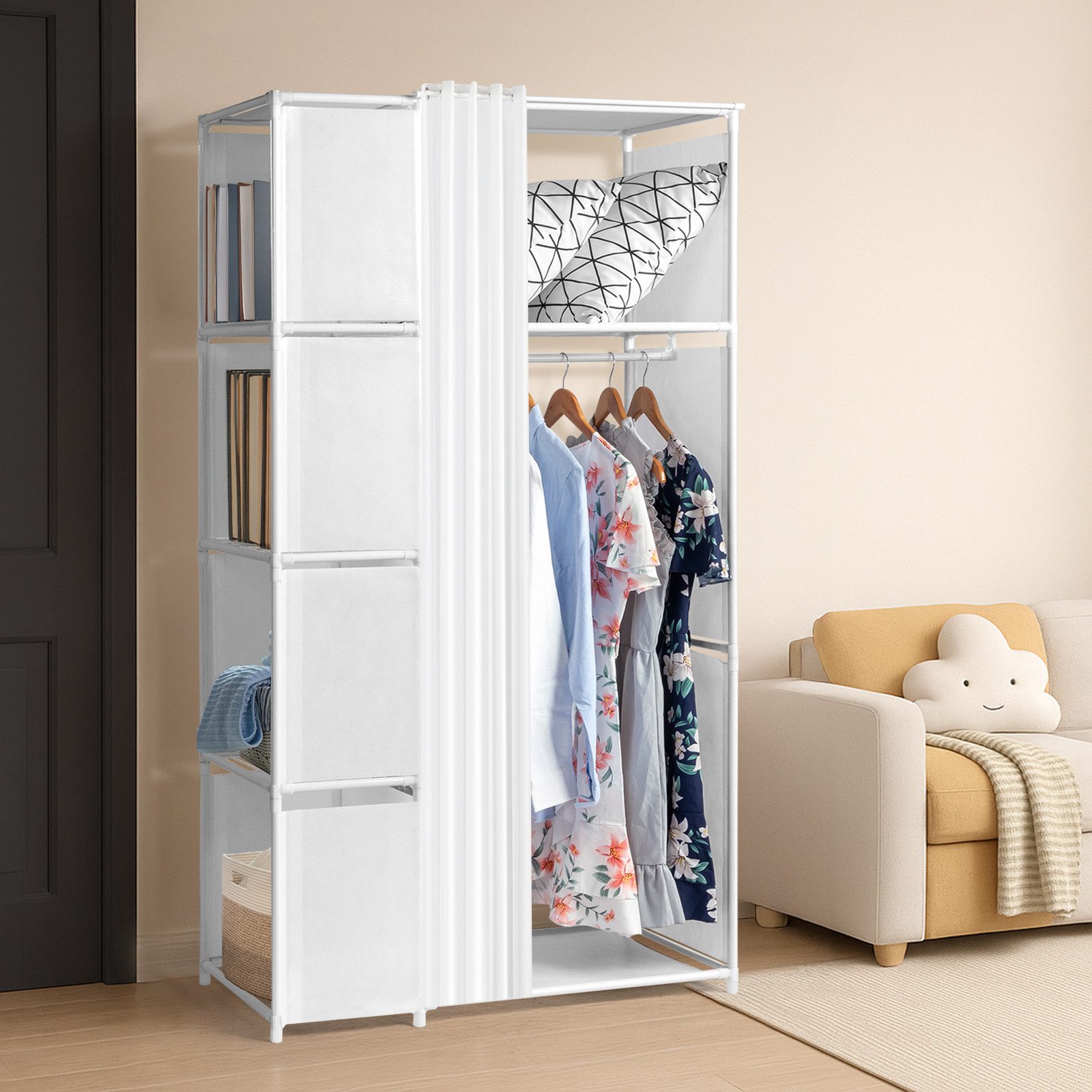 VINGLI Stoffschrank offen, Kleiderschrank mit Kleiderstange günstig online kaufen