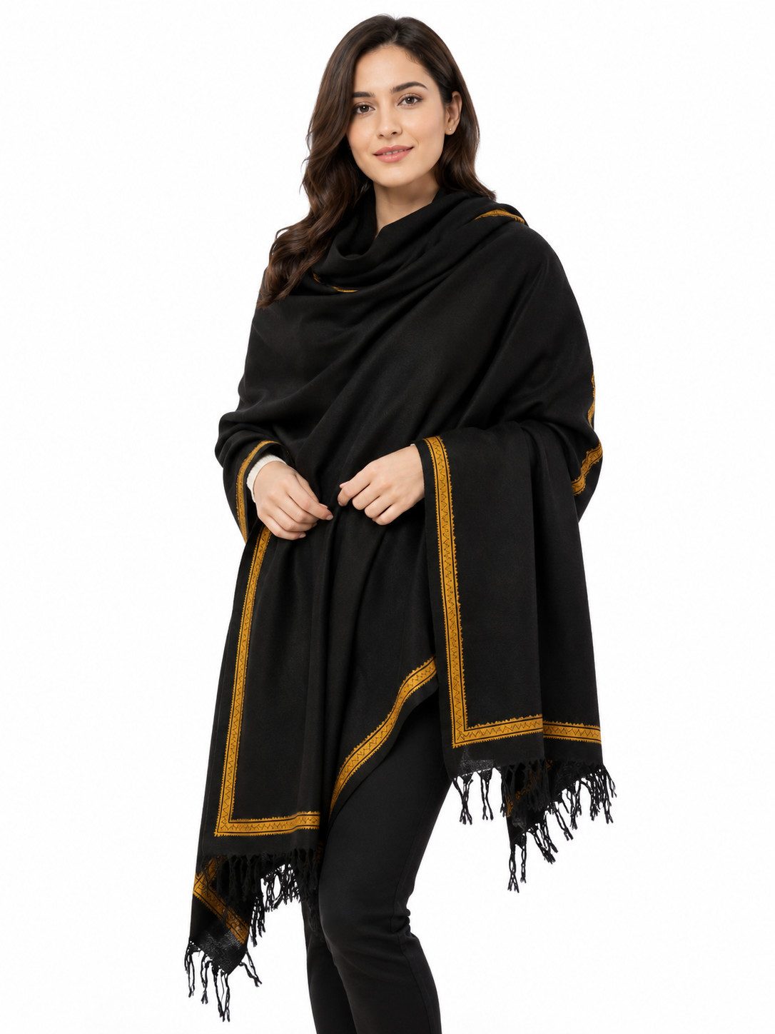 PfauGermany XXL-Schal Himalayan Premium Quality XXXL Exclusive Embroidery Wool Schals