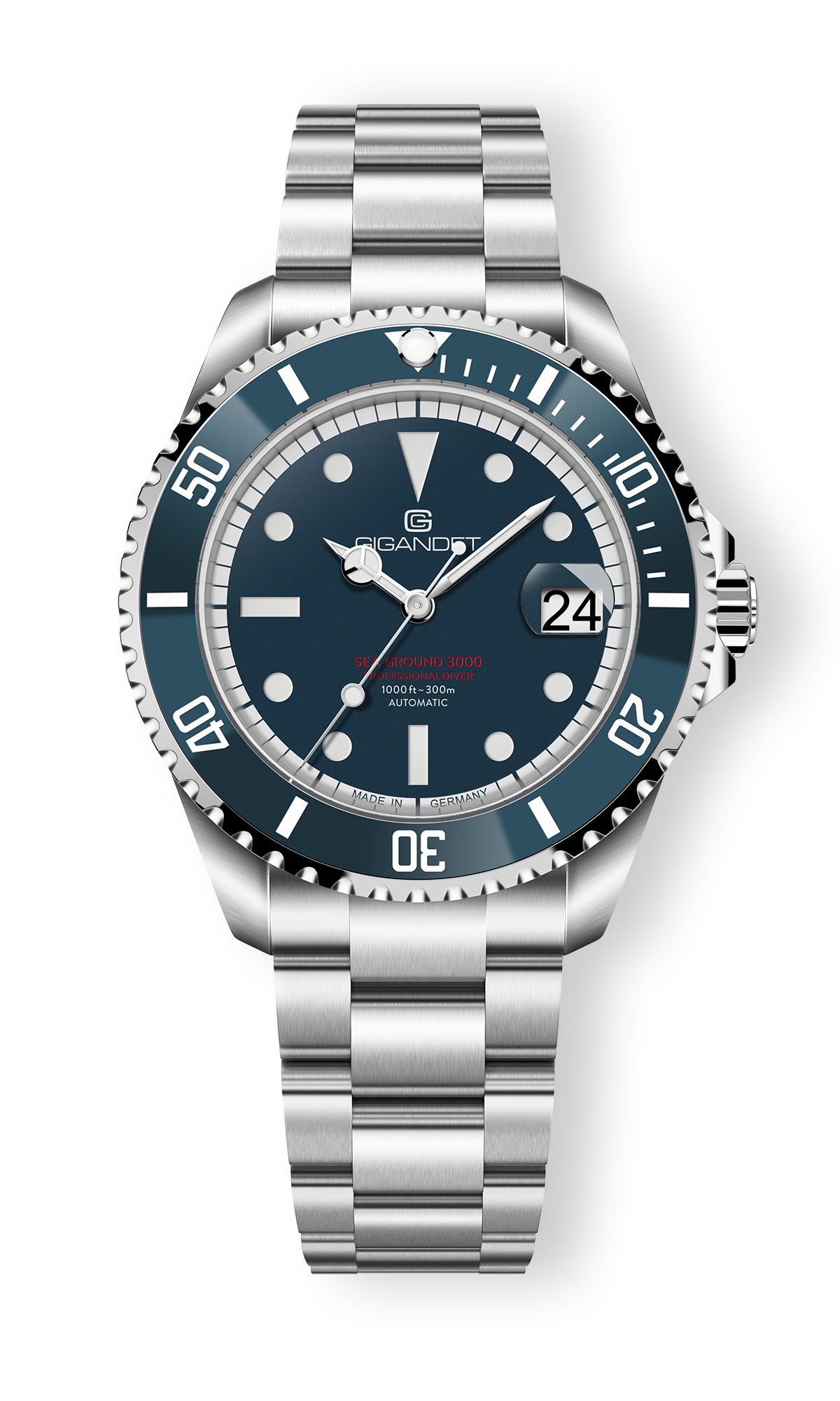 Gigandet Automatikuhr SEA GROUND G3000 G3000-003M-C, Made in Germany, Saphirglas, Keramiklünette, Swiss SuperLuminova