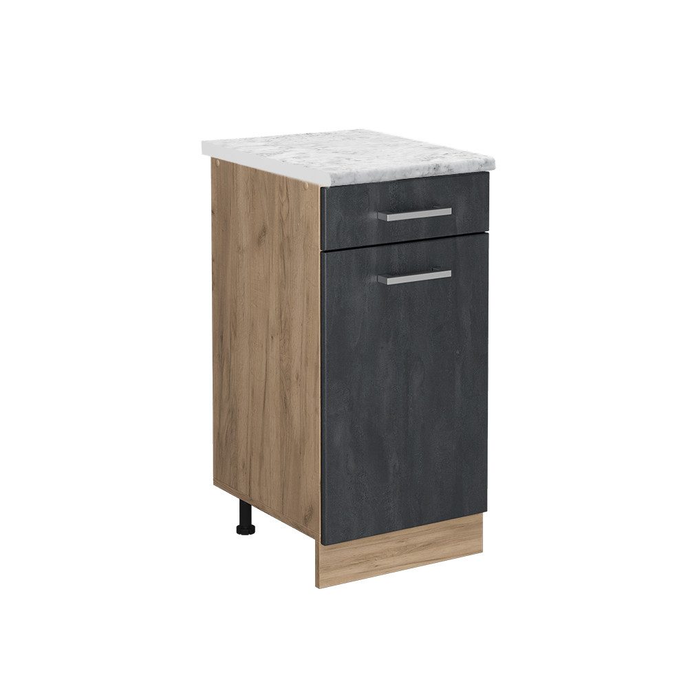 Vicco Unterschrank R-Line, Schwarz Beton/Goldkraft Eiche, günstig online kaufen
