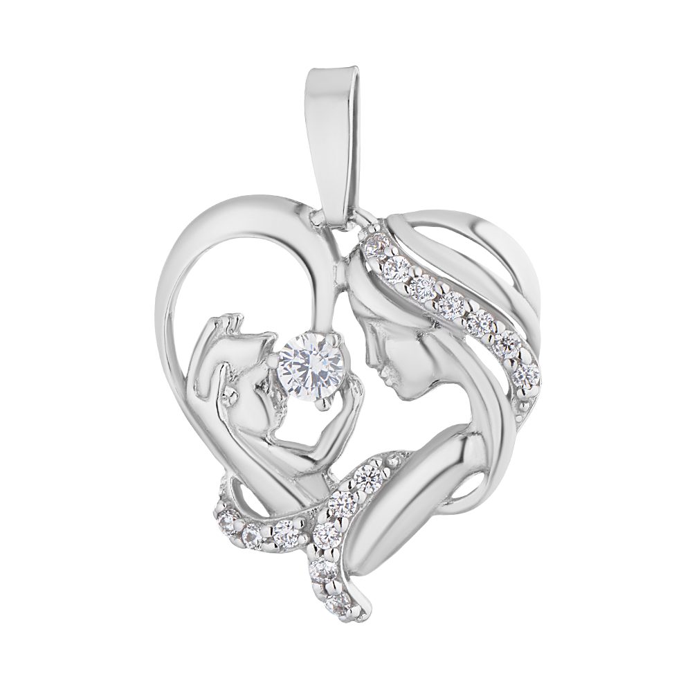Secretforyou Kettenanhänger Kettenanhänger Anhänger Charm Silber Zirkonia Mutter und Kind, 925 Sterling Silber