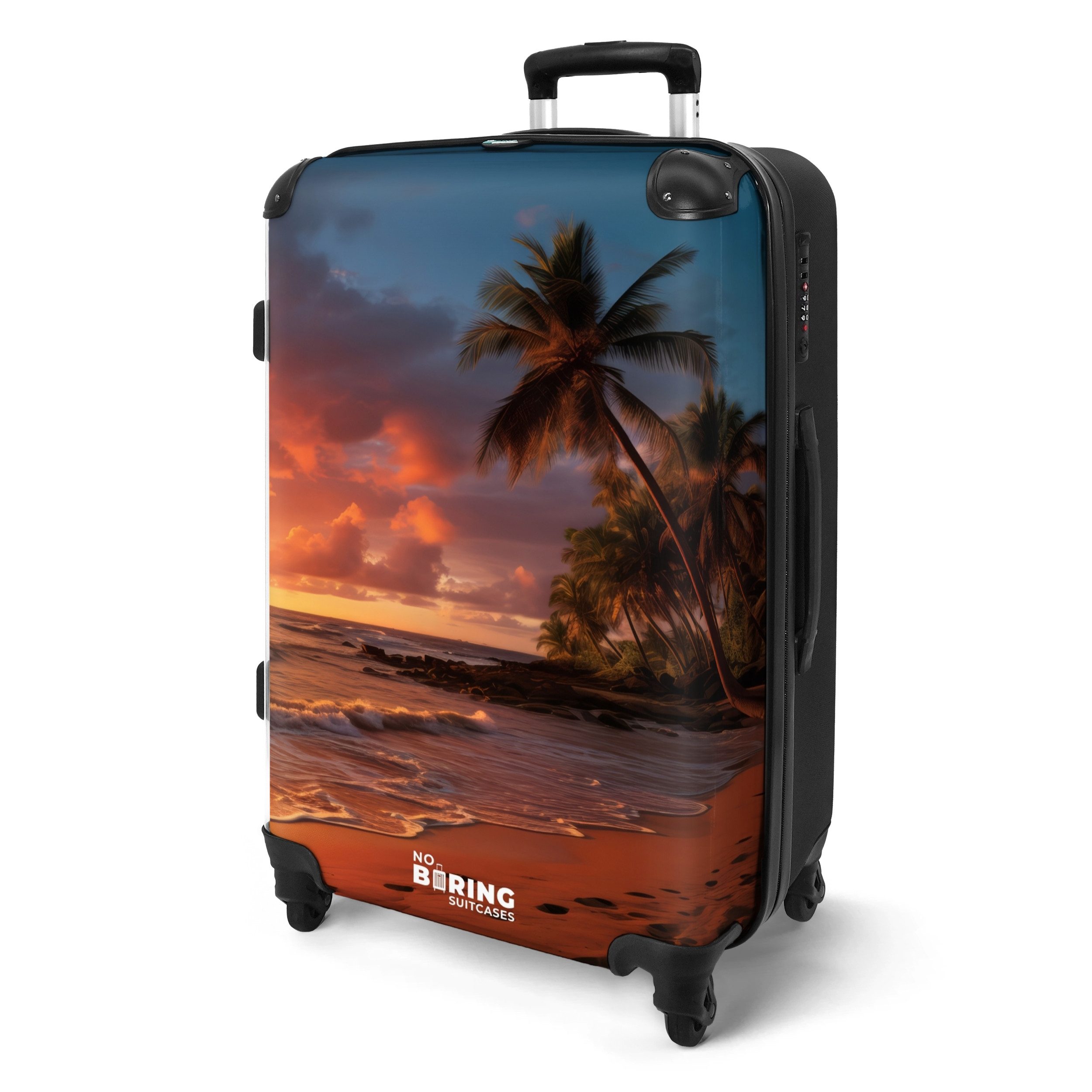NoBoringSuitcases.com© Hartschalen-Trolley Strand mit Palme bei günstig online kaufen