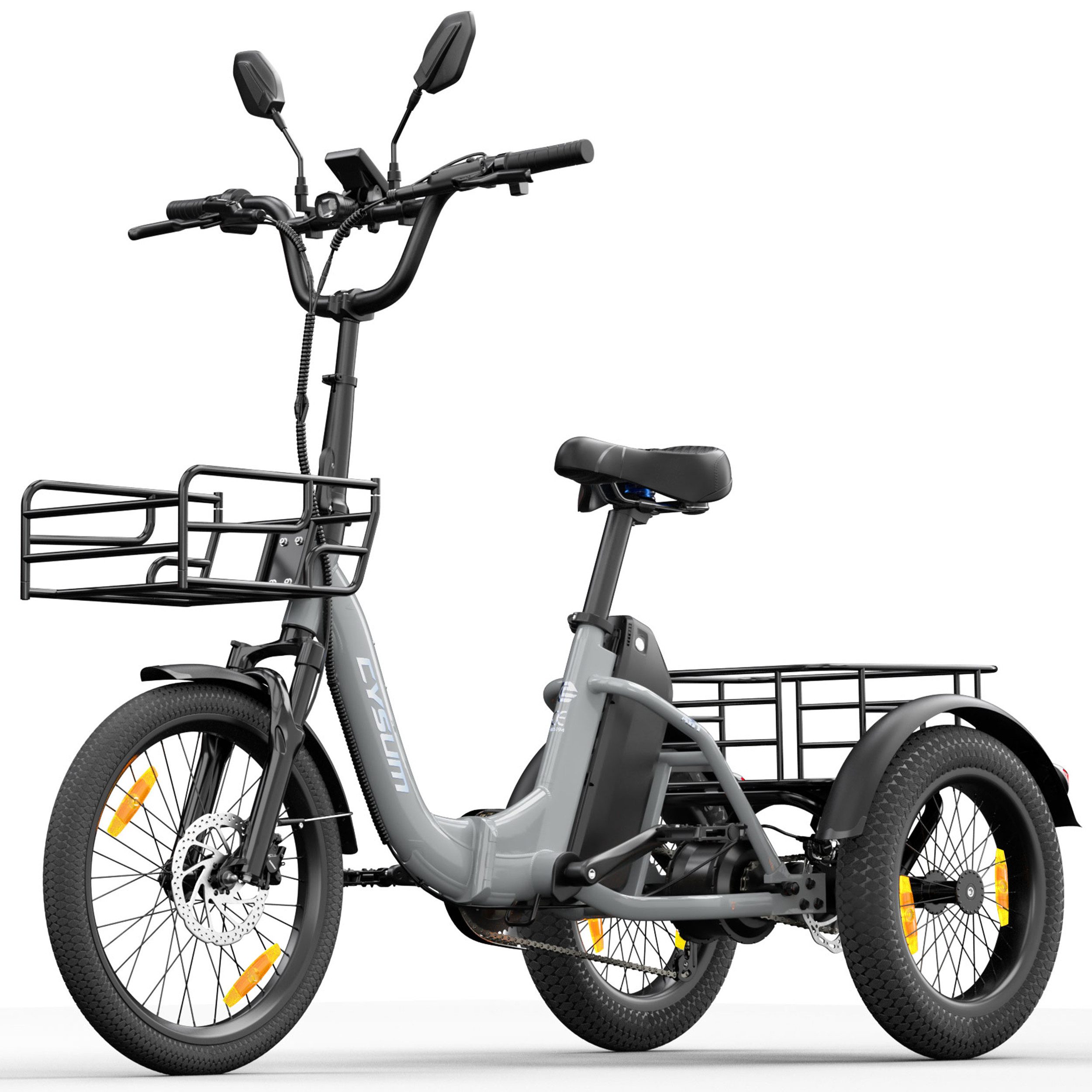 Vankel E-Bike Faltrad AG1 3 rad Faltbares Damen u. Herren E-Fahrrad 960WH Pedelec, 120 km, Heckmotor, 960 Wh, (Beleuchtungsset mit Batterieladegerät, Batterieschlüssel, Werkzeug), Faltbares 3-Rad-E-Bike 250W, 48V 20AH Akku, 20"×3.0" Reifen