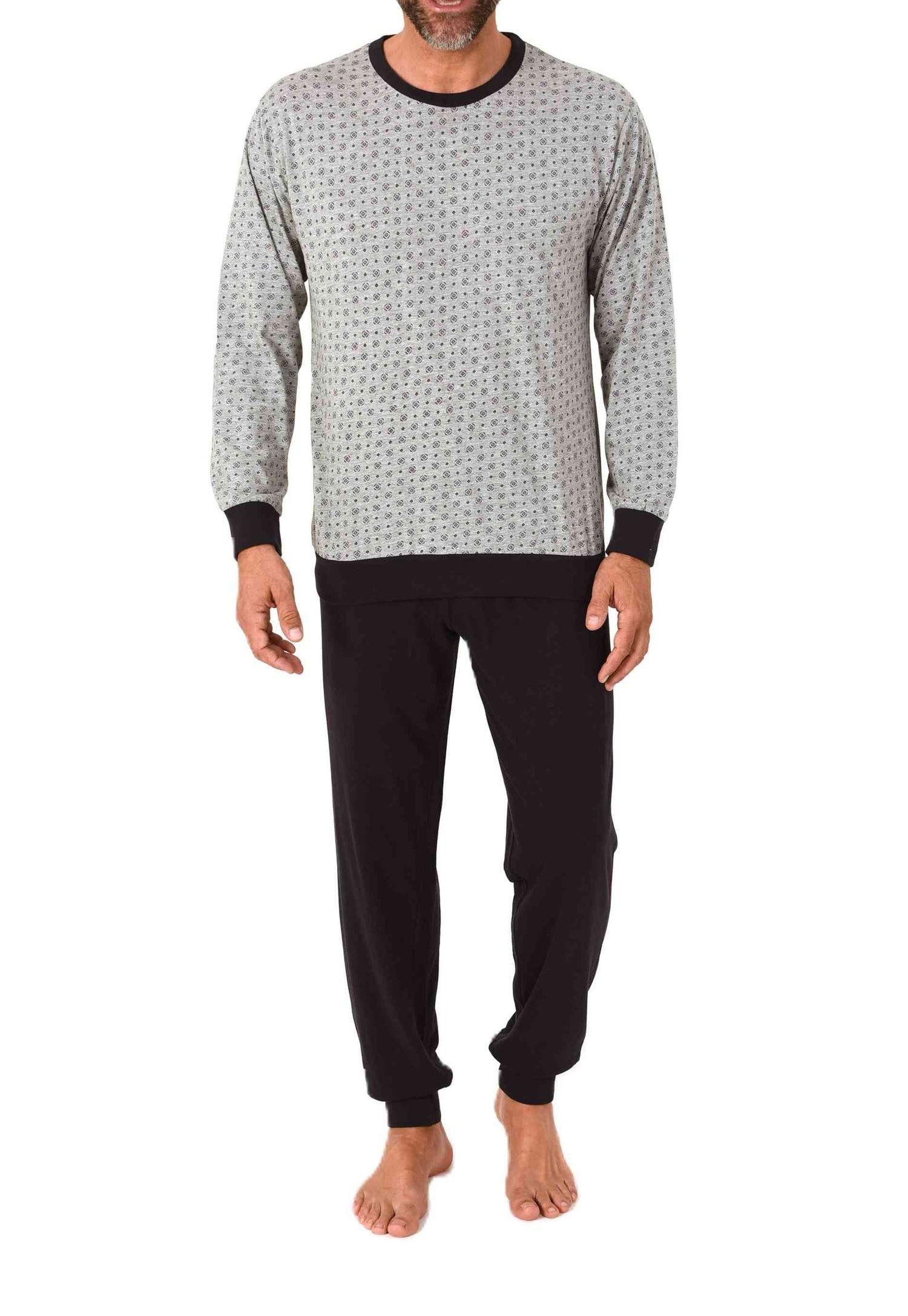 Pyjama Normann Herren Schlafanzug langarm mit Bündchen in zeitloser Optik