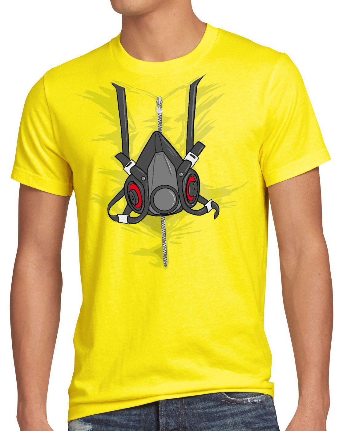 style3 T-Shirt Gasmaske bad breaking karneval kostüm fasching meth chrytal tv