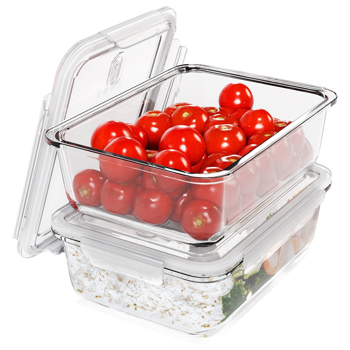 classbach Frischhaltedose C-FHD 4024 G, Frischhaltedosen Glas mit Deckel, 2er Set