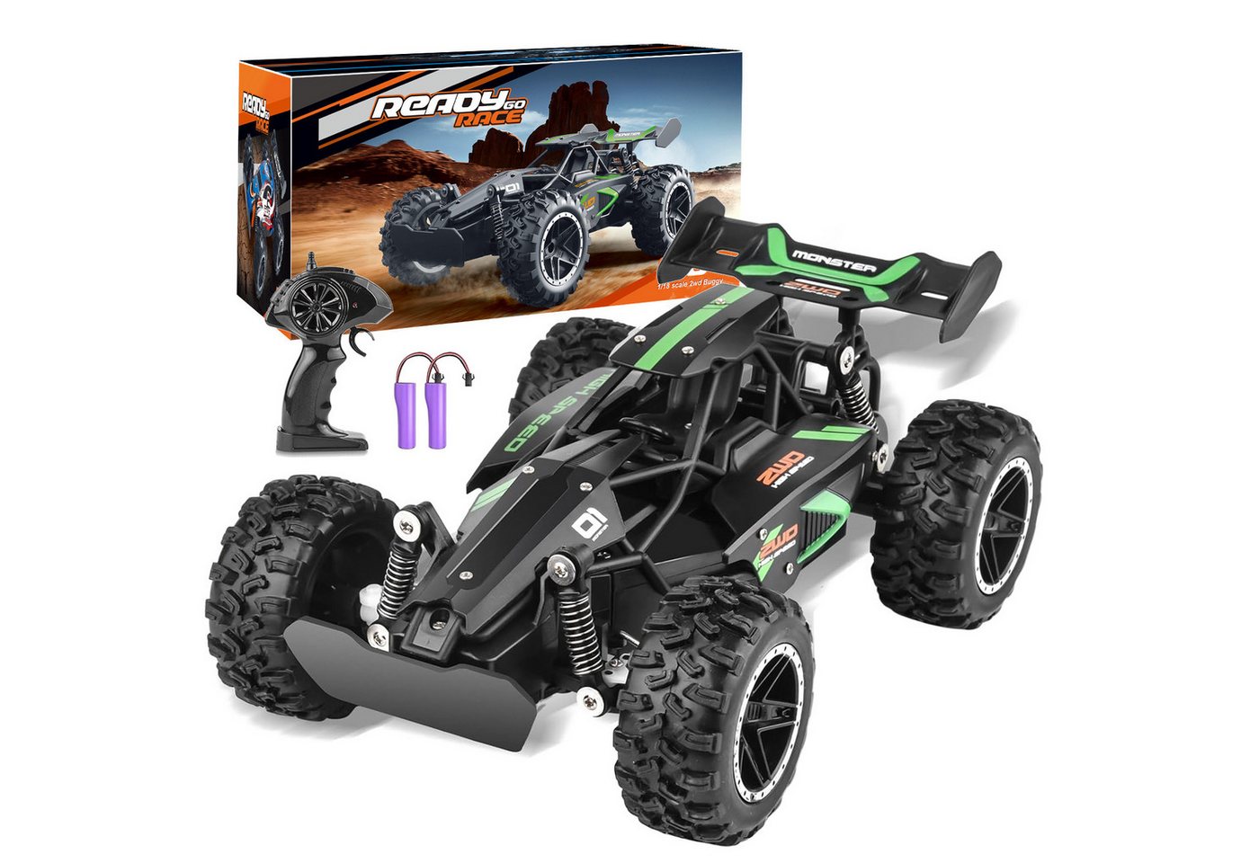 Rolipo RC-Auto Ferngesteuertes Auto, RC-Hochgeschwindigkeitsauto im Maßstab 1:18 (1-tlg), über 20 km/h schnell, Spielzeug für Jungen und Mädchen