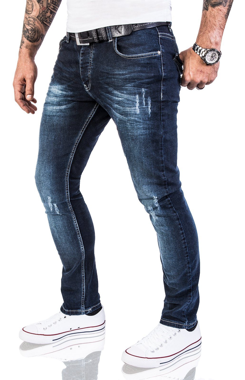Herren Slim-fit-Jeans Rock Dunkelblau M21 Creek Jeans Blau Slim Fit
