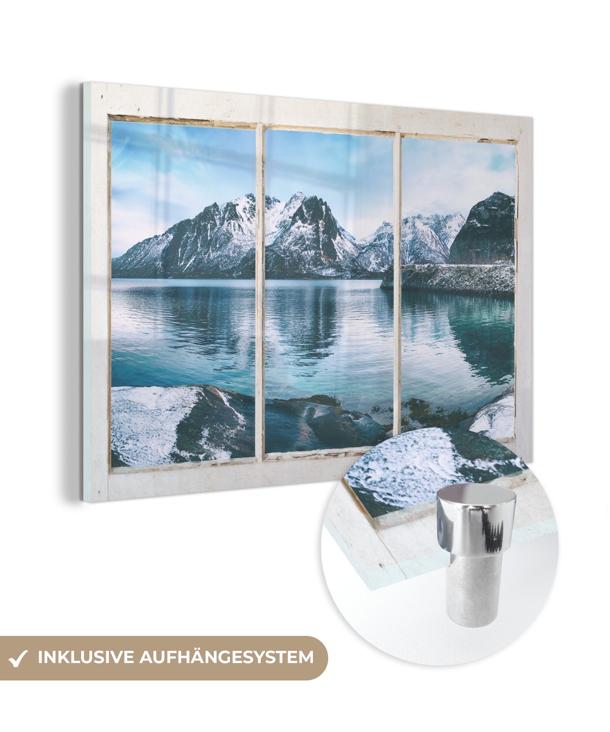 MuchoWow Acrylglasbild (1 Wandbild - Glas Aussicht Foto - auf - St), Winter, - Bilder - auf Wanddekoration Glasbilder Glas Berge
