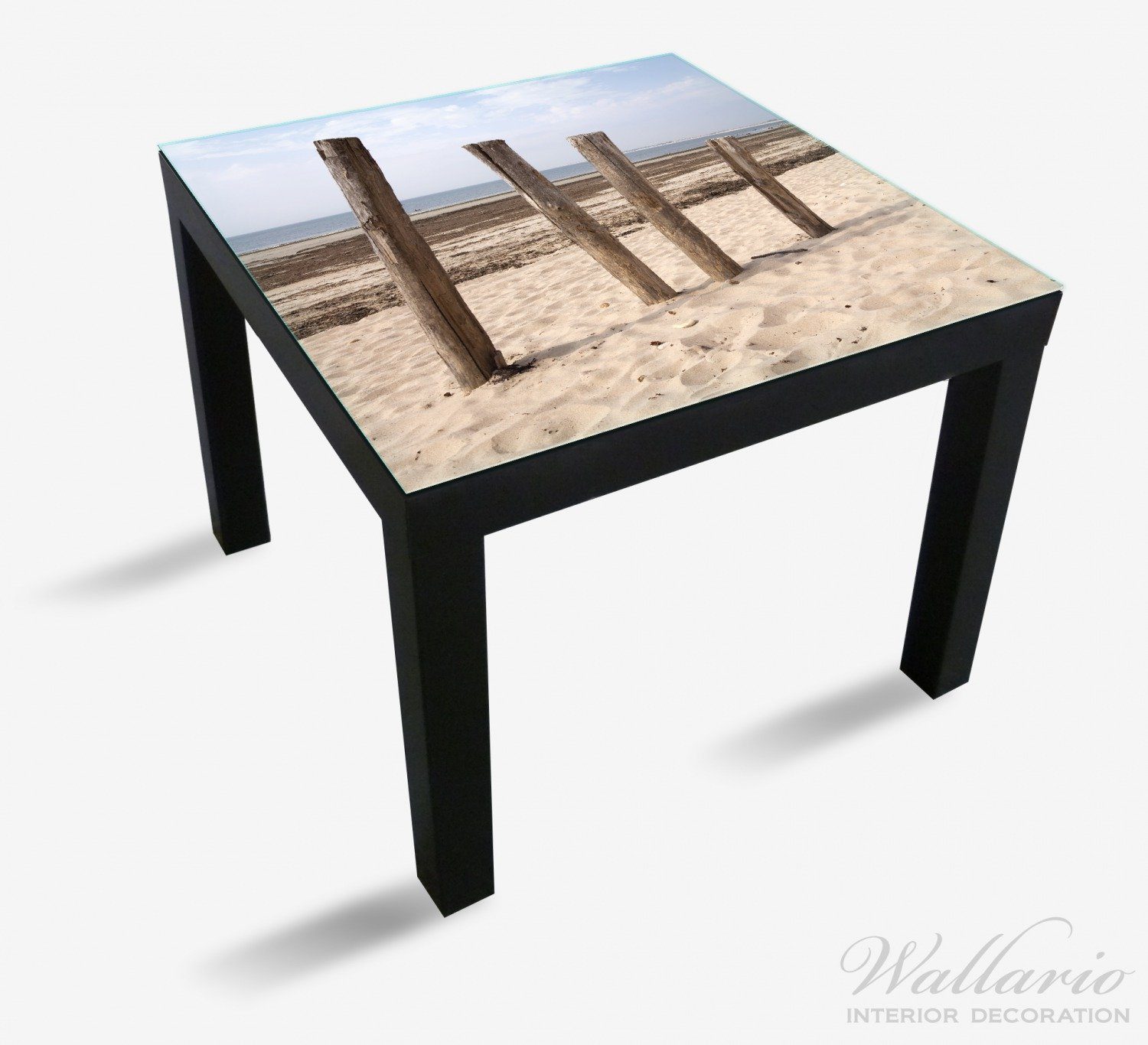 Ozean (1 St), Tisch Holzpfählen Tischplatte für Sandstrand Wallario Atlantischen geeignet am Lack mit Ikea