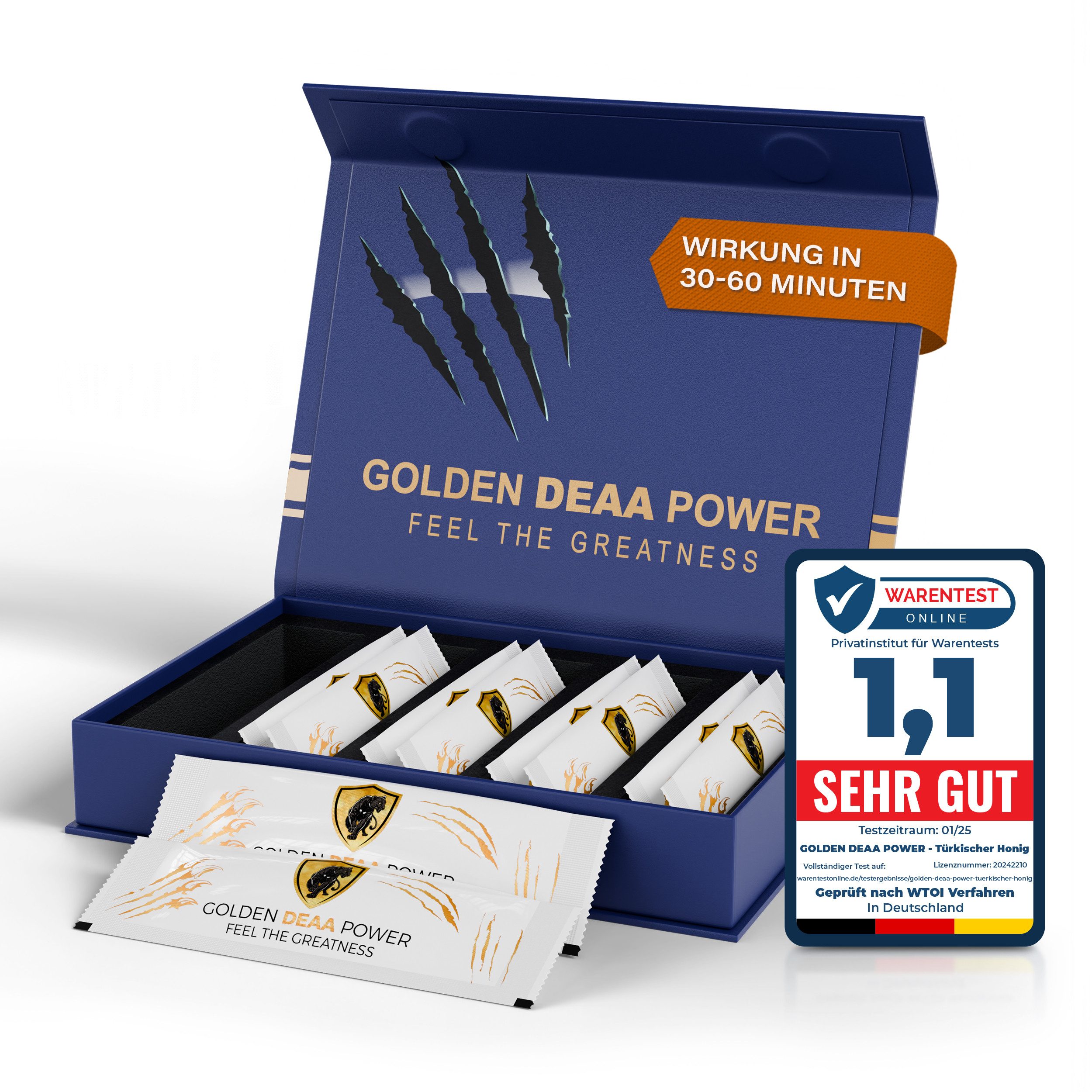 Oramics Gleitgel Türkischer Honig Box Natürliches Präparat für Männer 10x 20g Beutel, einfache orale Einnahme des Gelees durch Öffnen des Beutels, 1-tlg., 1x Set Vorteilspack bestehend aus 10 Beuteln á 20g
