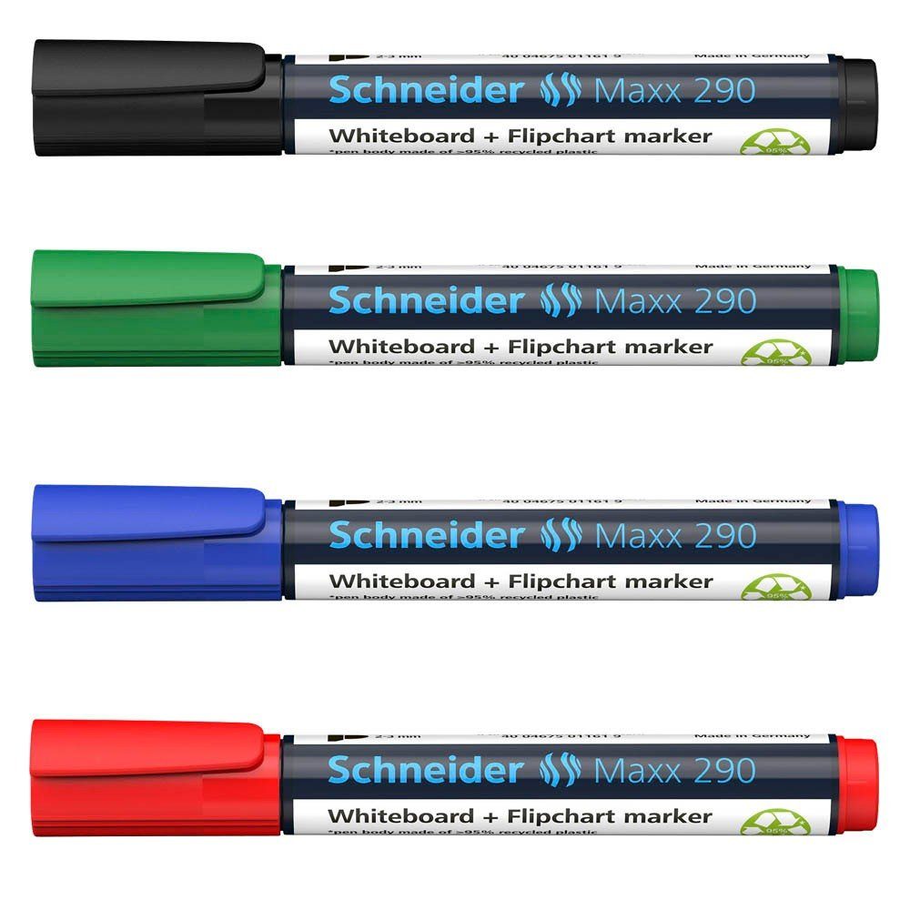 Schneider 4 Schneider Maxx 290 Whiteboard- und Flipchart-Marker farbsortiert Tintenpatrone