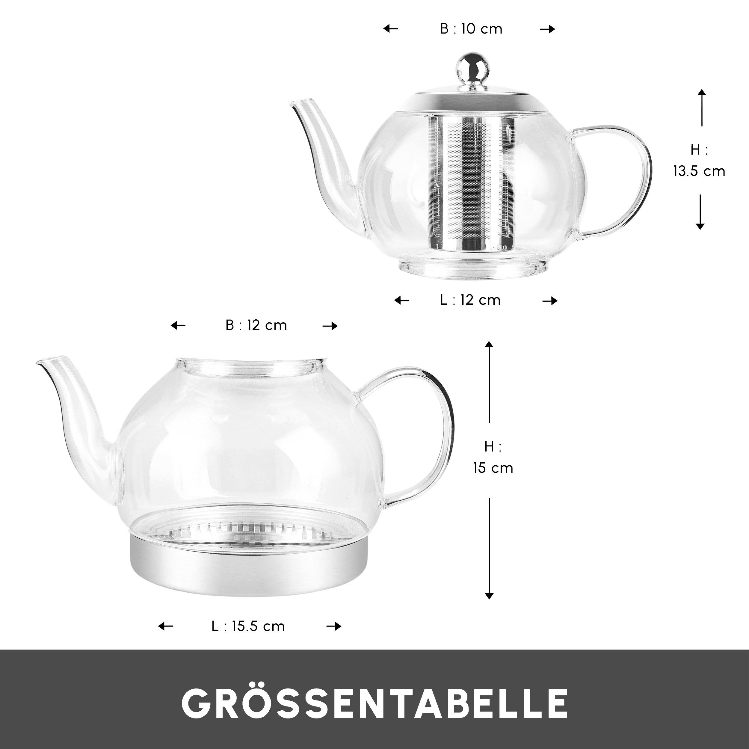 Karaca Teekanne Karaca Pandora Induktions-Glas-Teekannen-Set, 3L, Hitzebeständig