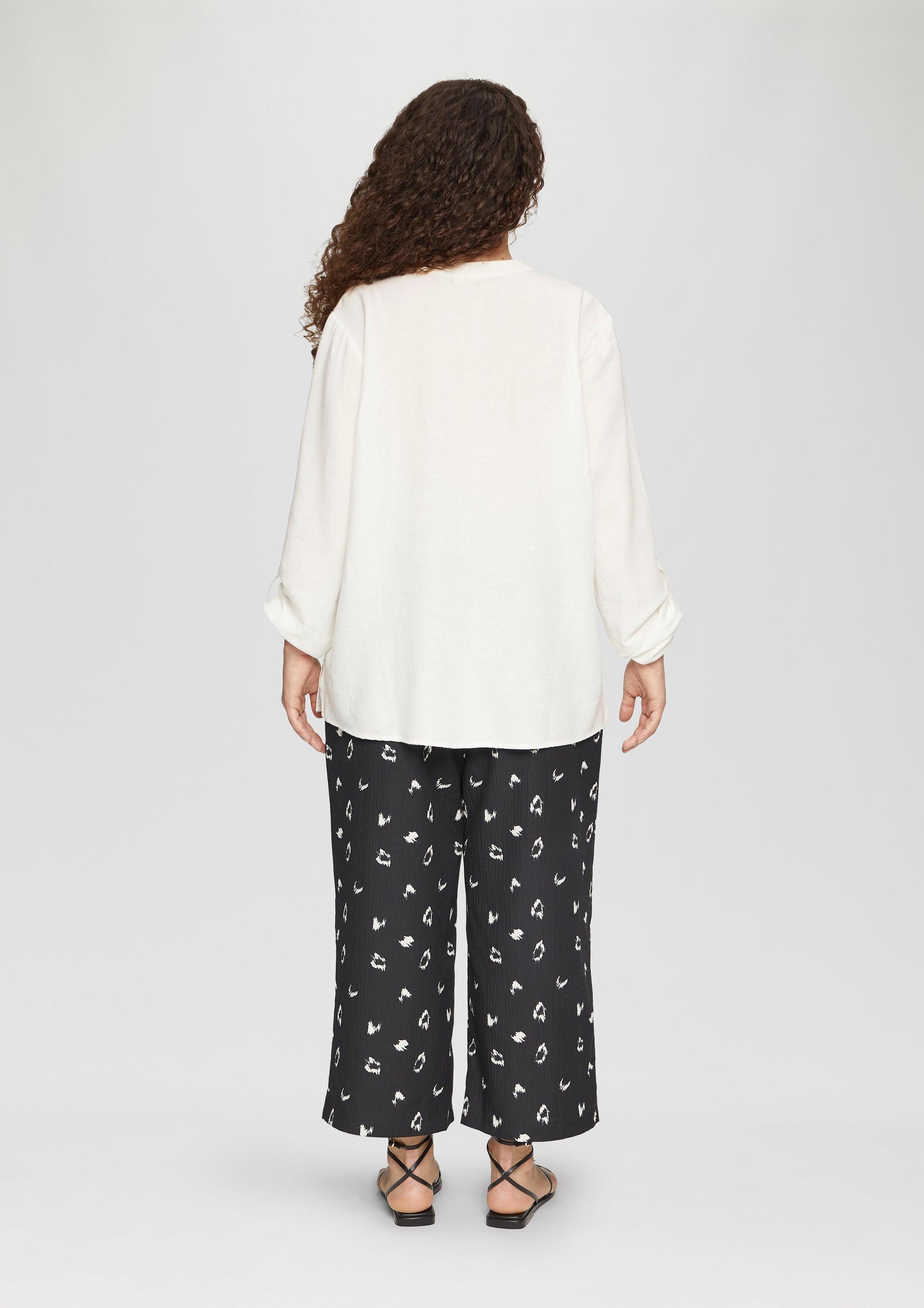 QS Langarmbluse Bluse Bluse mit Stehkragen und Knopfleiste