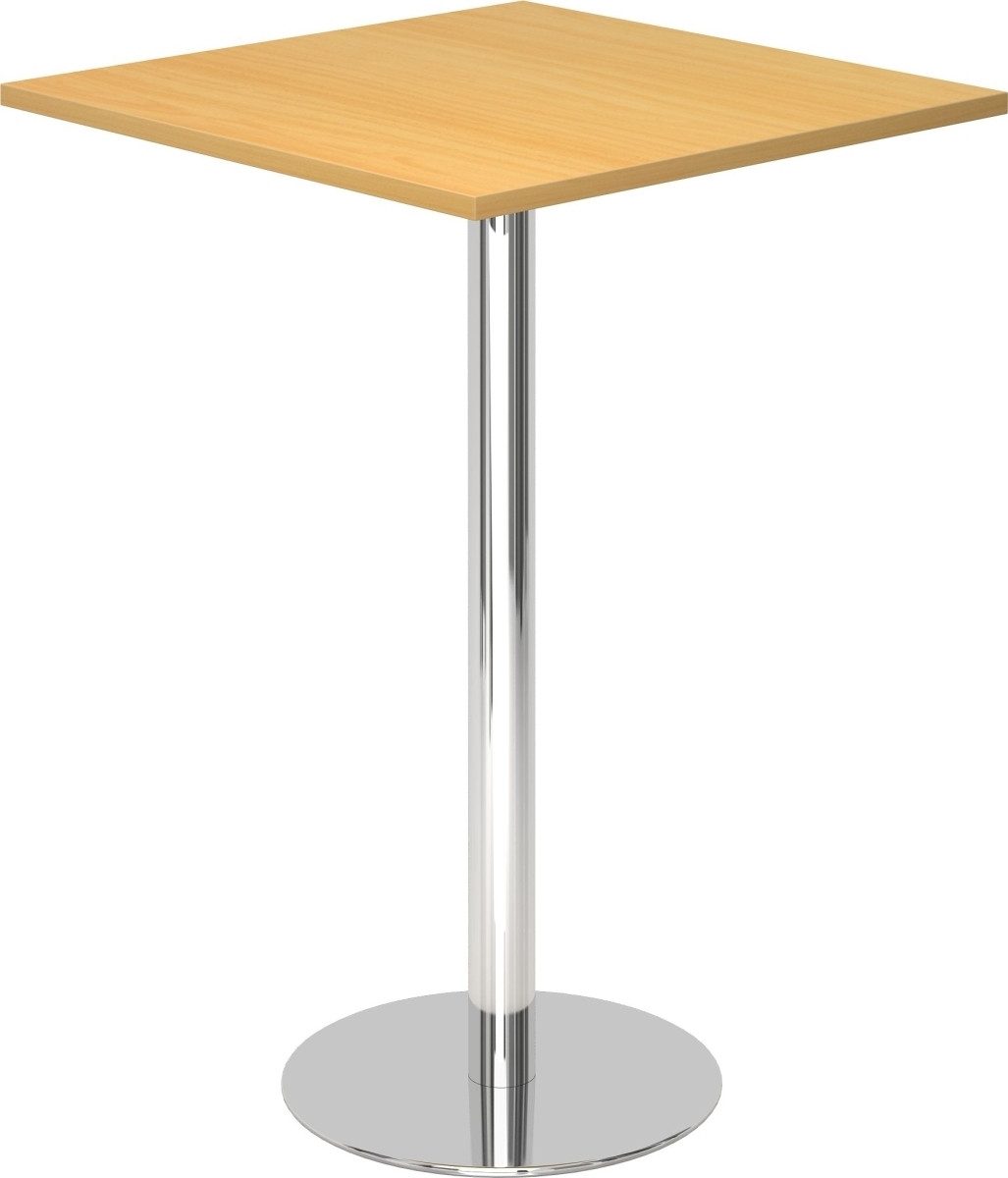 Empfangstheke Stehtisch 80x80cm Buche/chrom