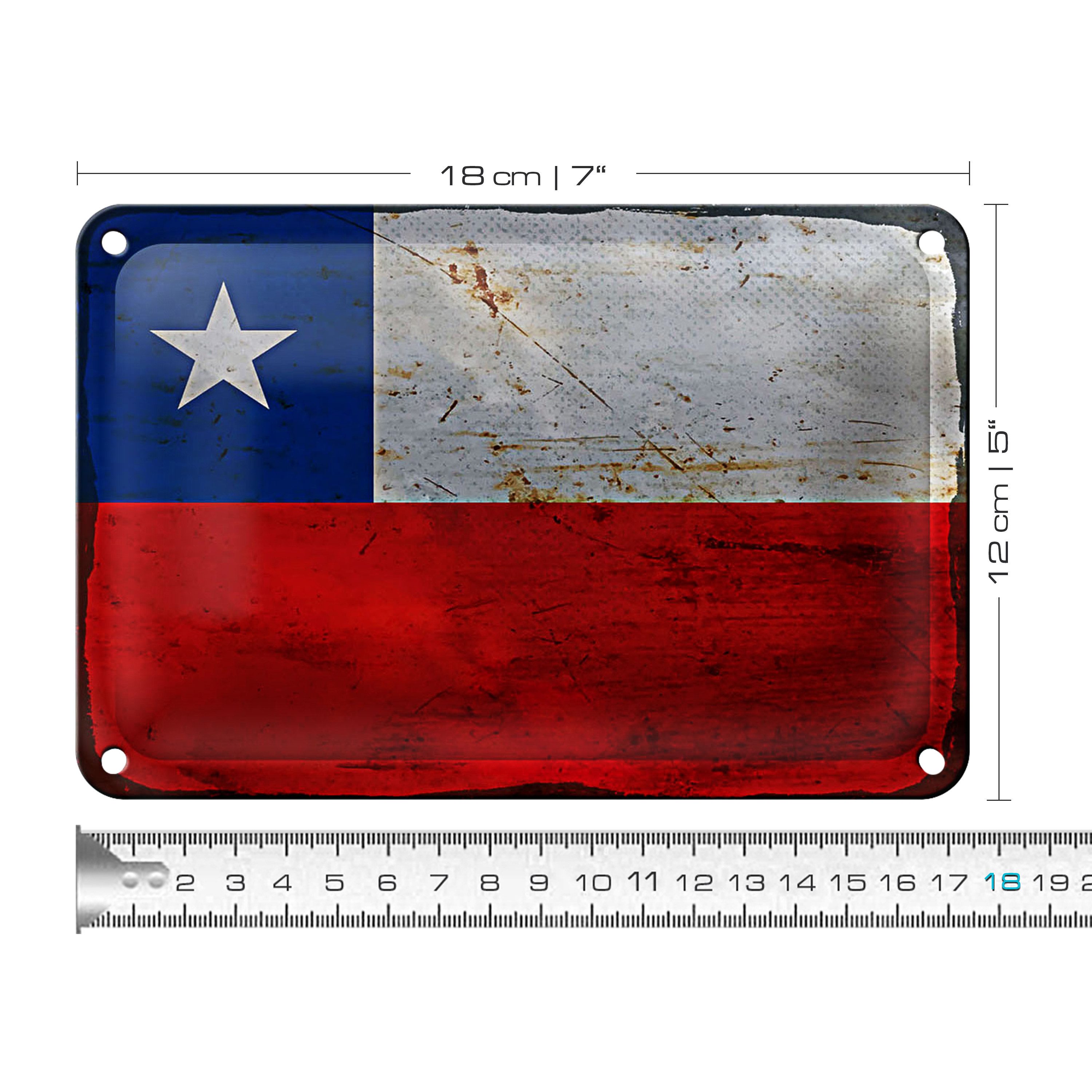 Roomando Metallschild Flagge Chile 18x12cm Flag of Chile Rost