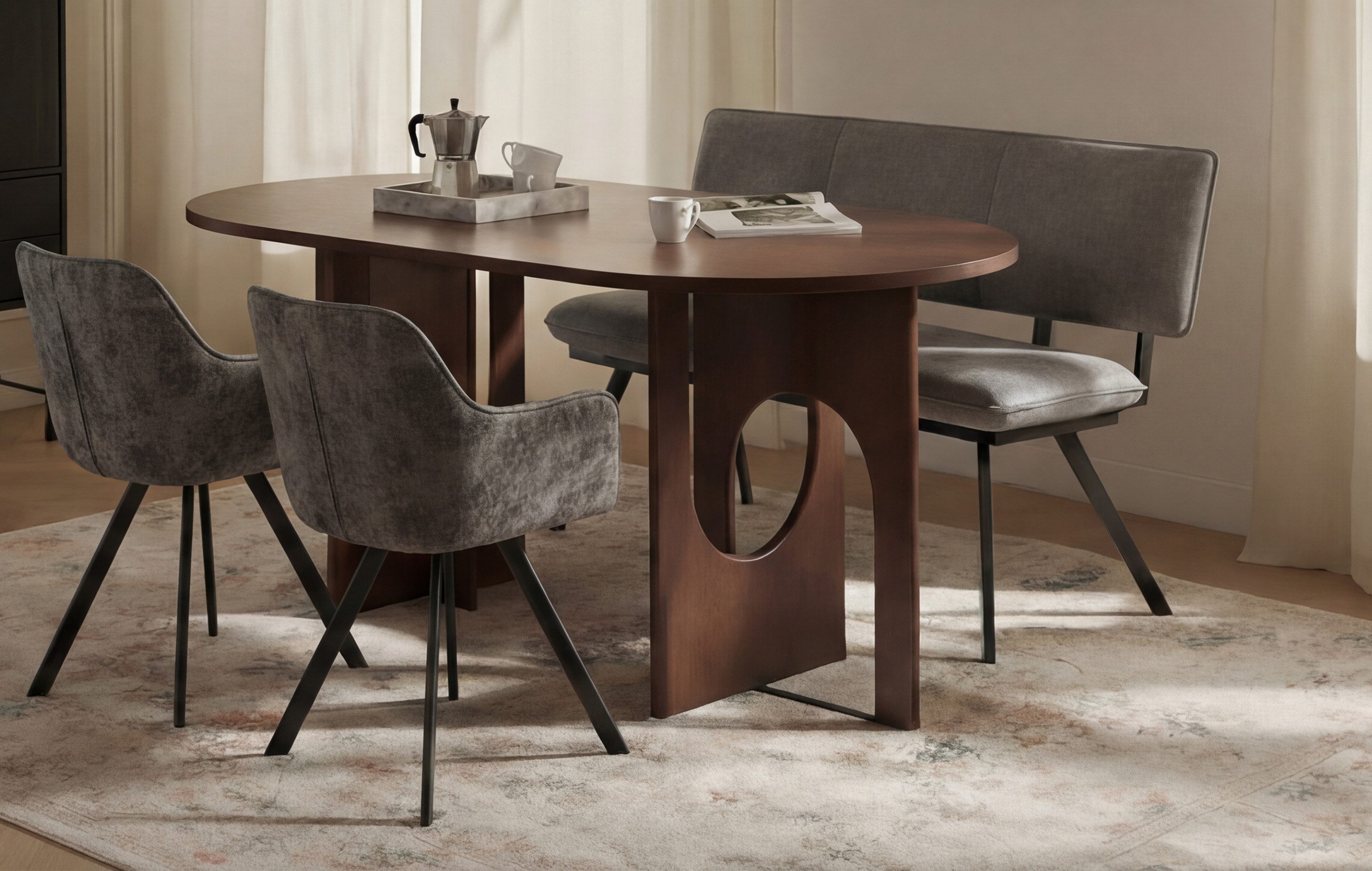 B&D home Essbank JUNA (1-St), gepolstert, stabiles Metallgestell, mit Rückenlehne, in 140 oder 160cm