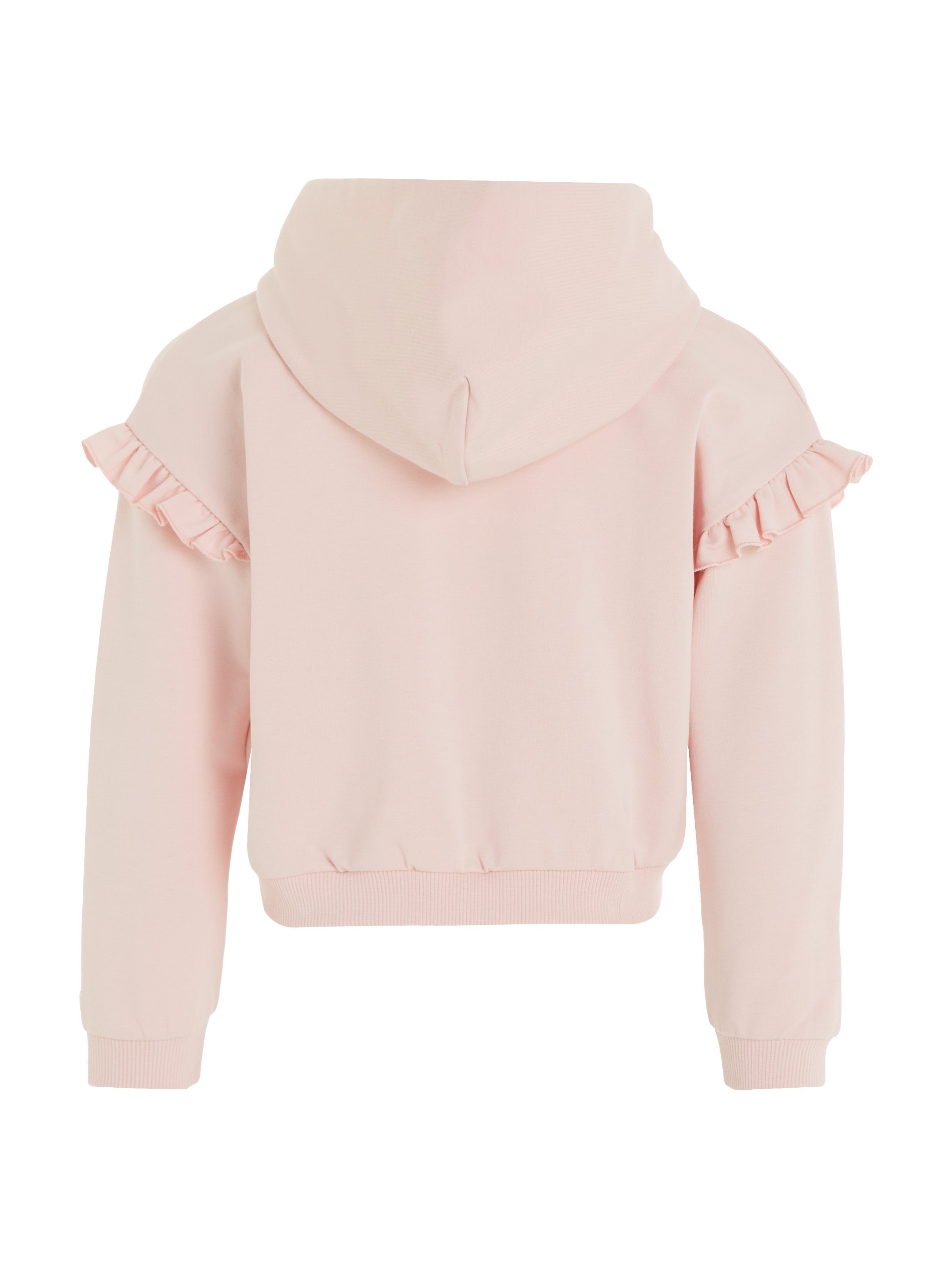 Rüschen den SCRIPT pink RUFFLE Hilfiger Ärmeln whimsy Tommy mit HOODIE an HILFIGER Hoodie