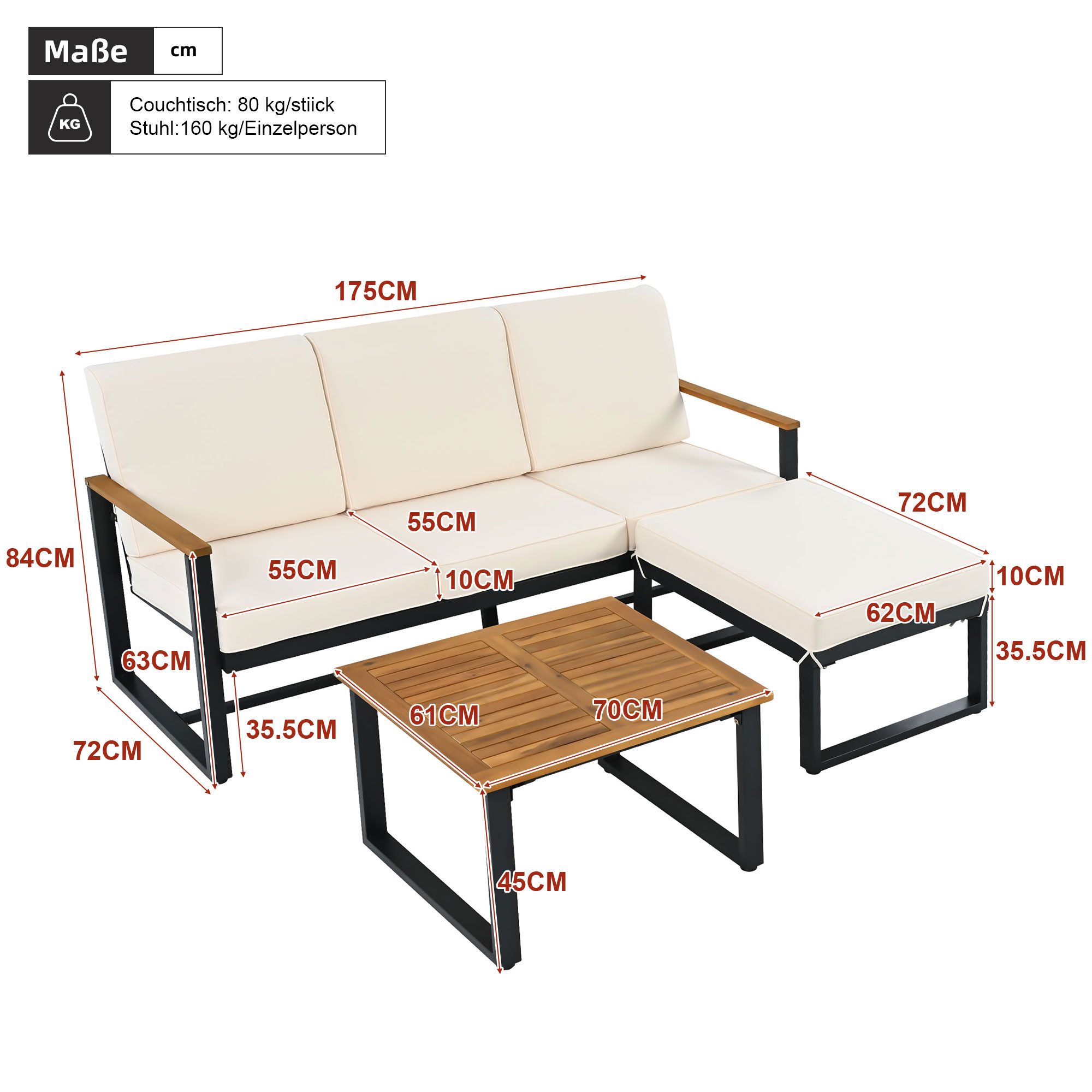 Celya Gartenlounge-Set Gartenlounges Balkon, Gartenmöbel Set, günstig online kaufen