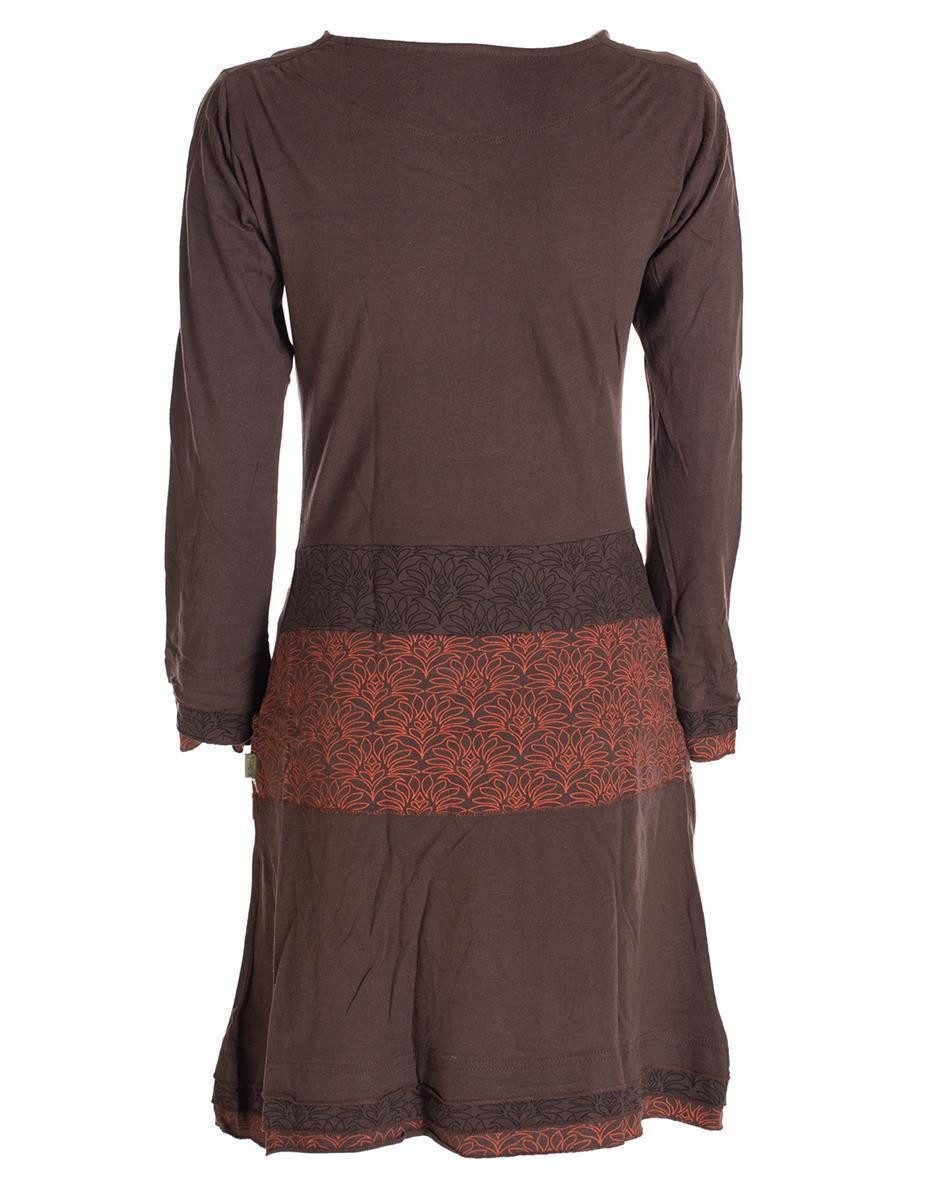 Vishes Jerseykleid Kleid Wasserfallkragen Bund bedruckt Taschen Boho, Ethno günstig online kaufen