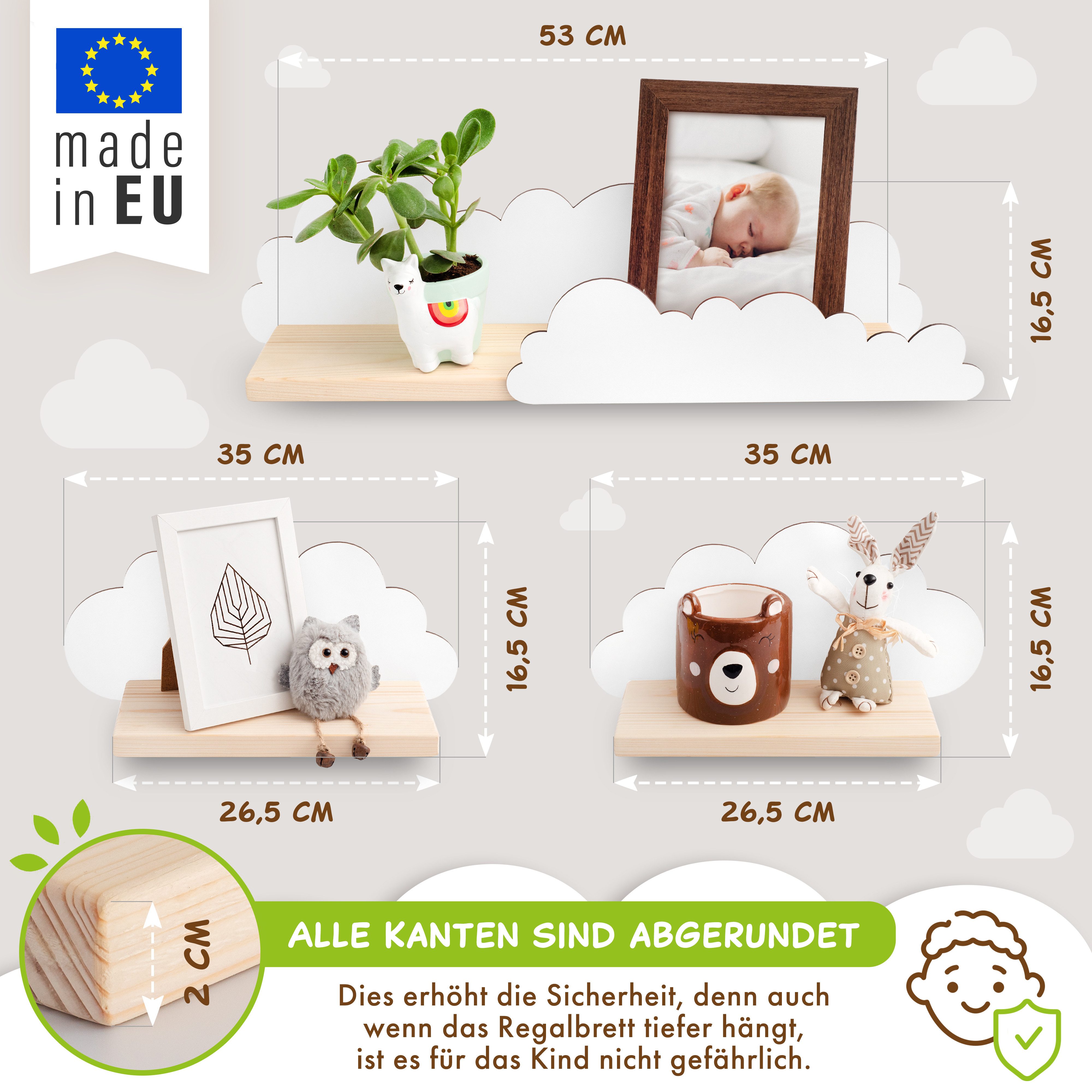 Outentin Wandregal Wolke Kinderzimmer inkl. Halterungen günstig online kaufen