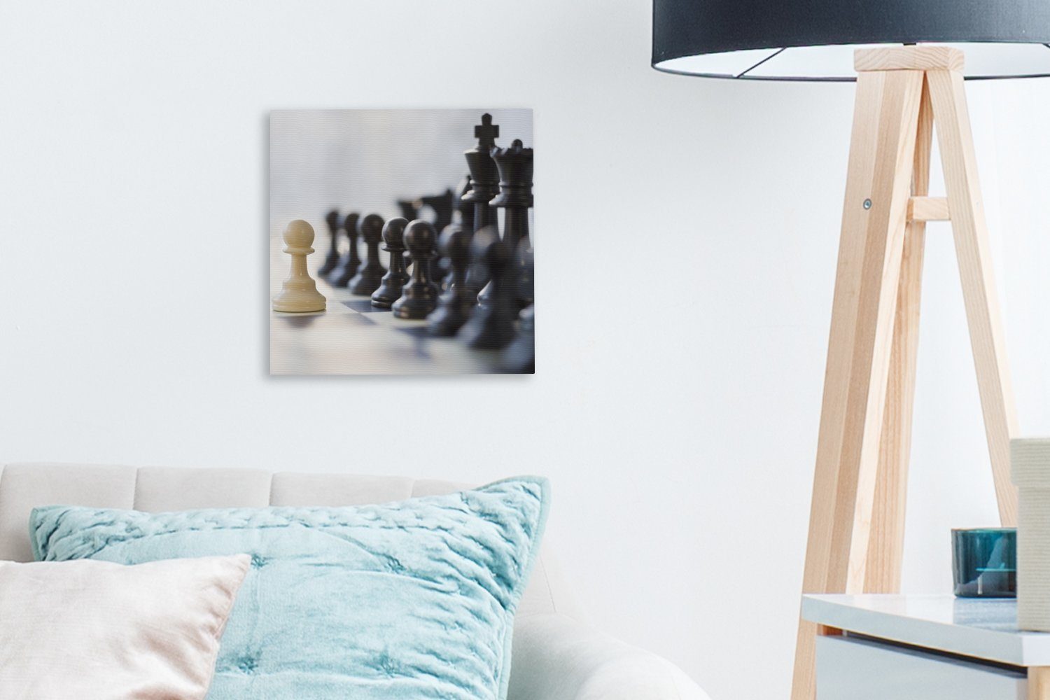 (1 Bilder St), Wohnzimmer Schach, OneMillionCanvasses® Schwarz für gewinnt Leinwand beim Leinwandbild Schlafzimmer
