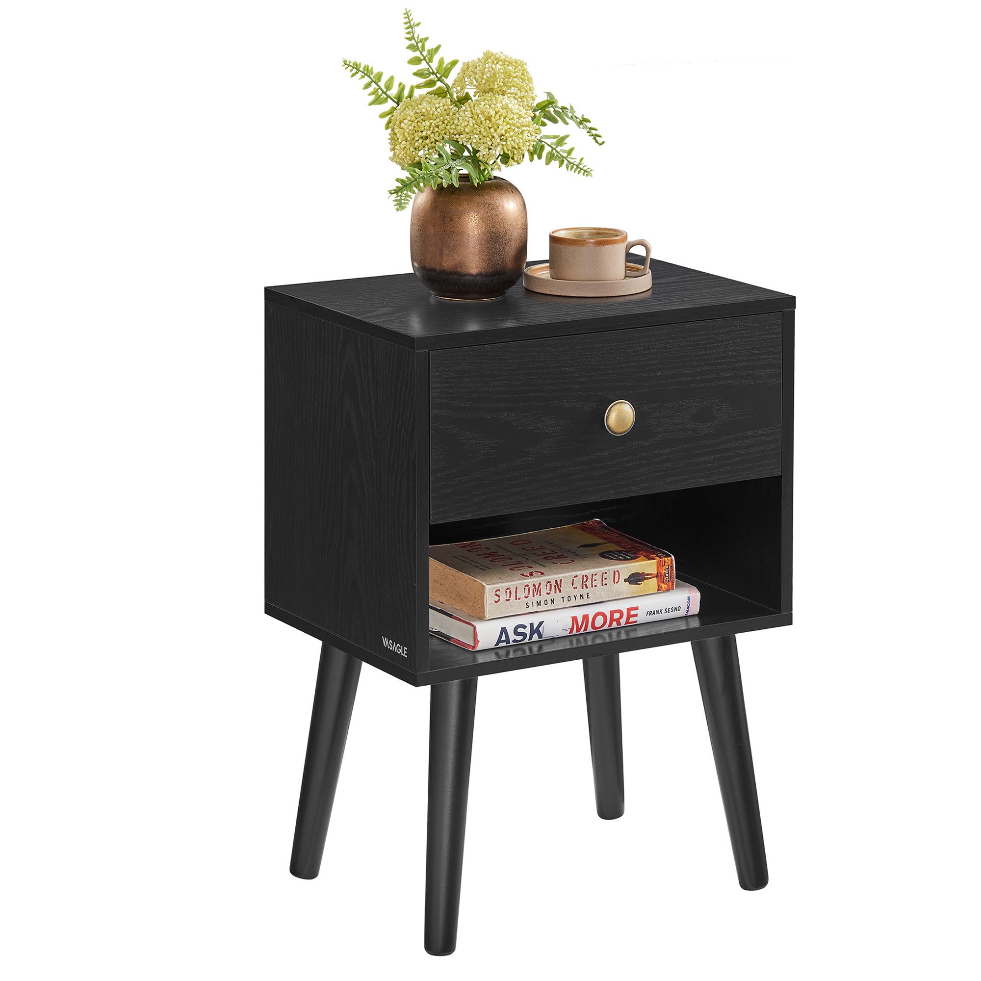 VASAGLE Nachttisch (1-St), Beistelltisch mit Schublade, offene Ablage, Holz günstig online kaufen